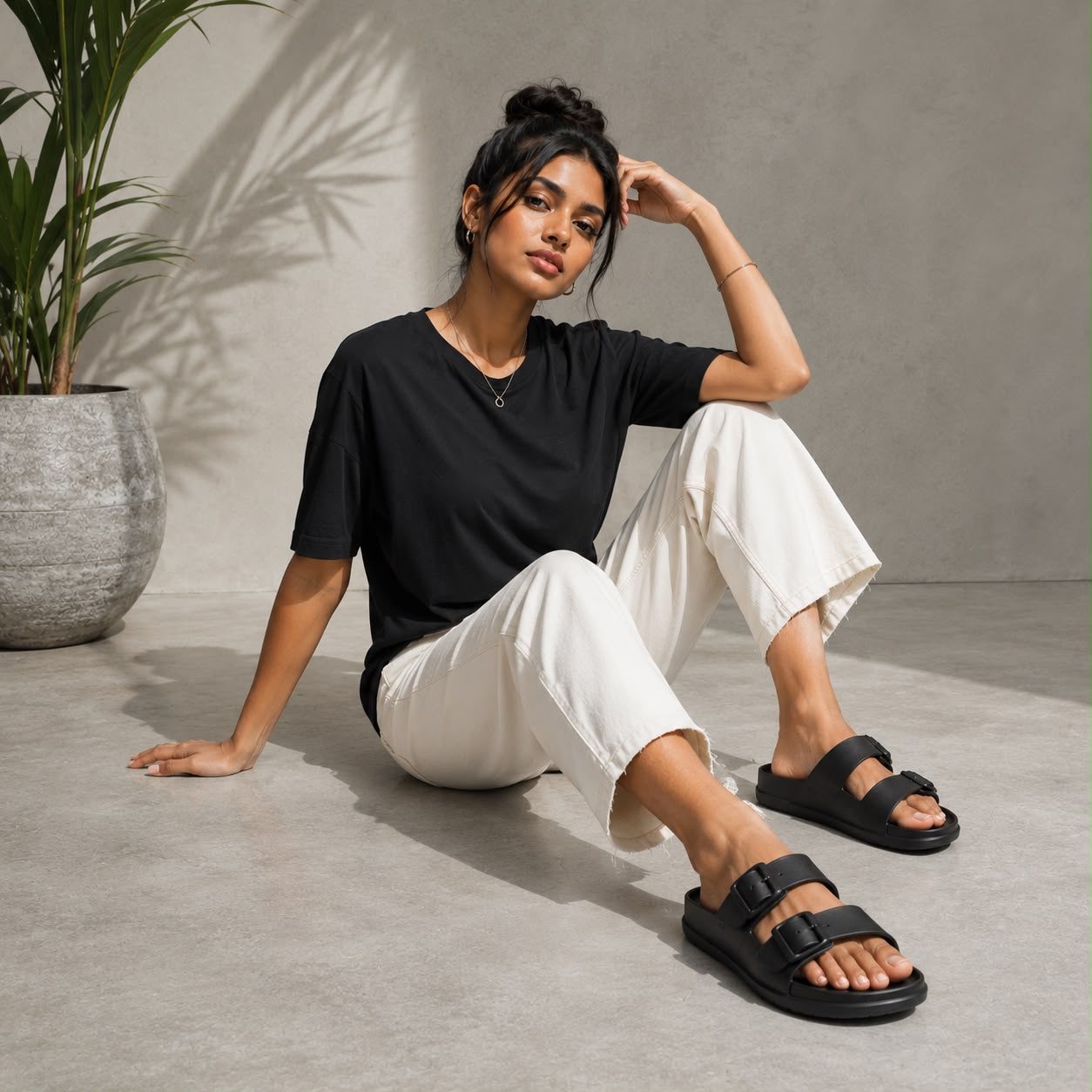Double-Buckle EVA Slipper 6194