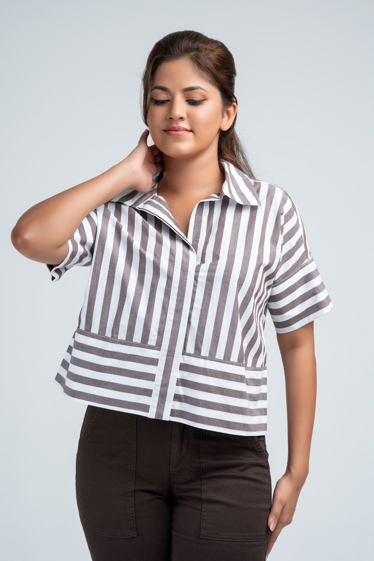 BAGGY STRIPED CUFF SHIRT