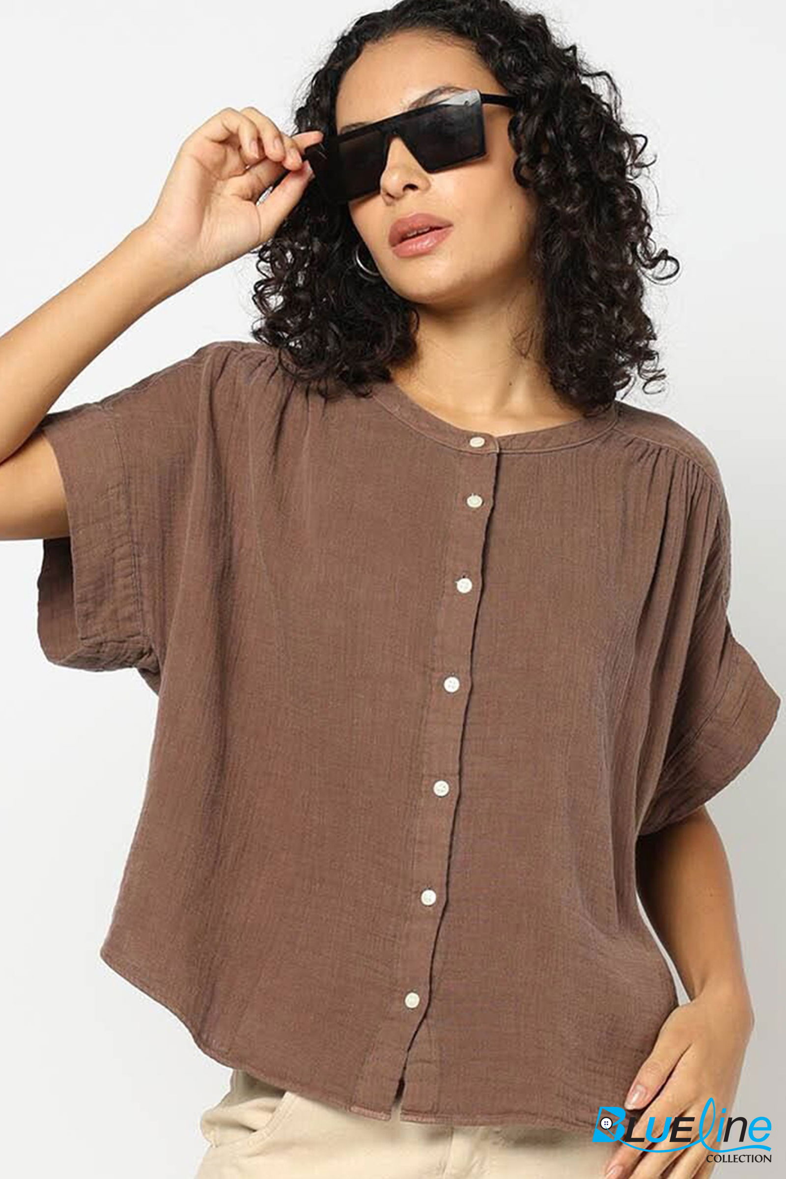 COTTON GAUZE DOLMAN SHIRT