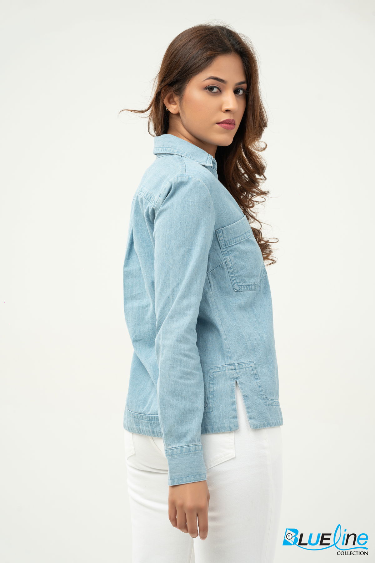 DENIM BAND HEM SHIRT