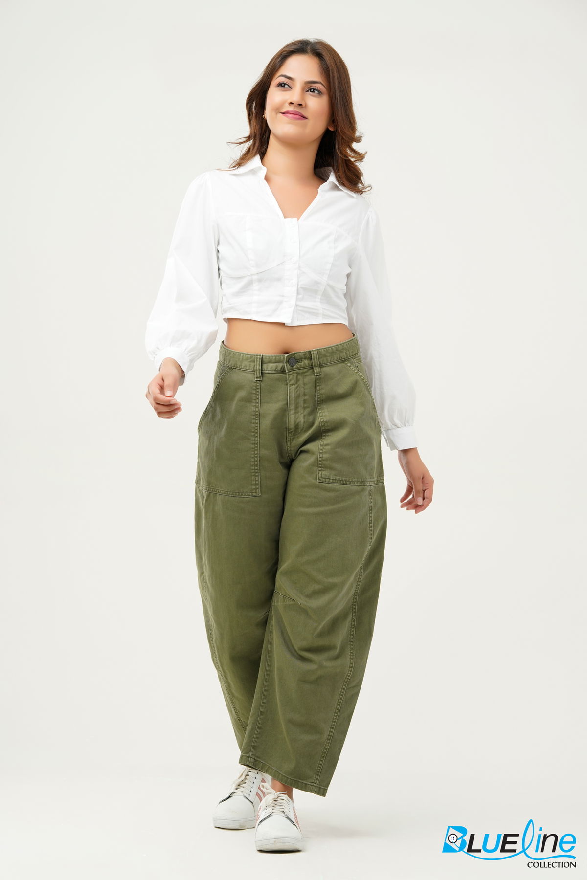 MID RISE TWILL BARREL PANTS