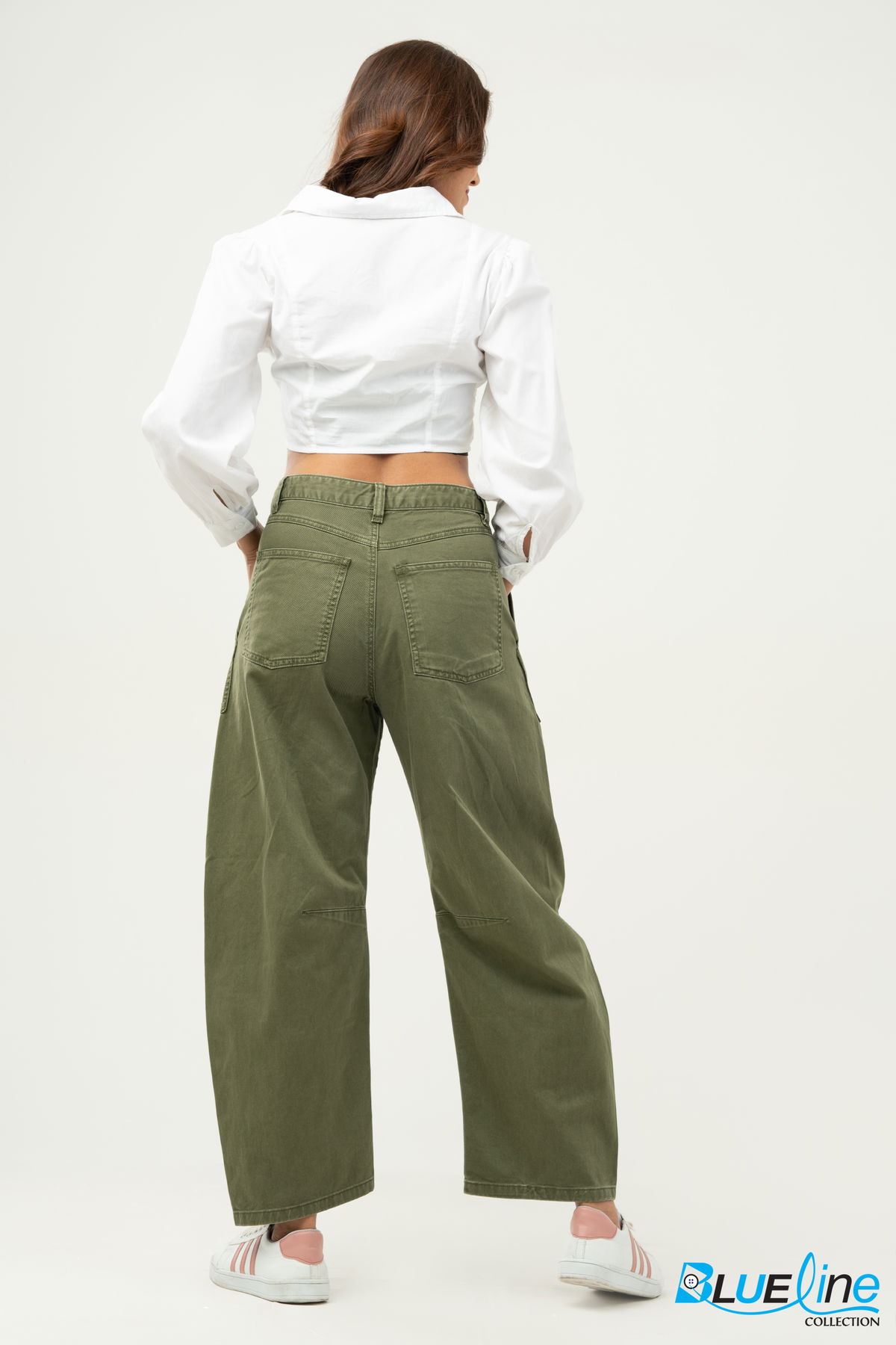 MID RISE TWILL BARREL PANTS