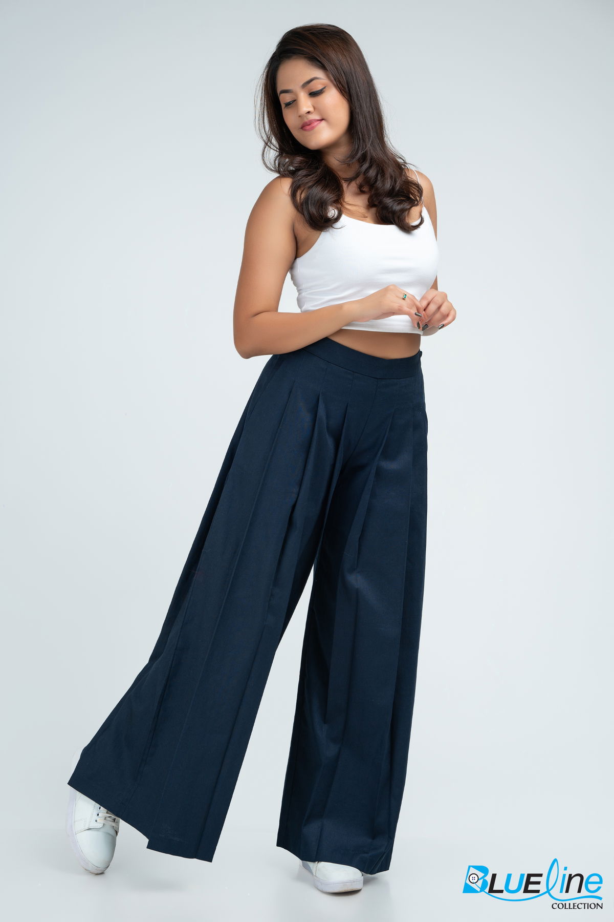 PLEATED WIDE LEG LINEN PANT
