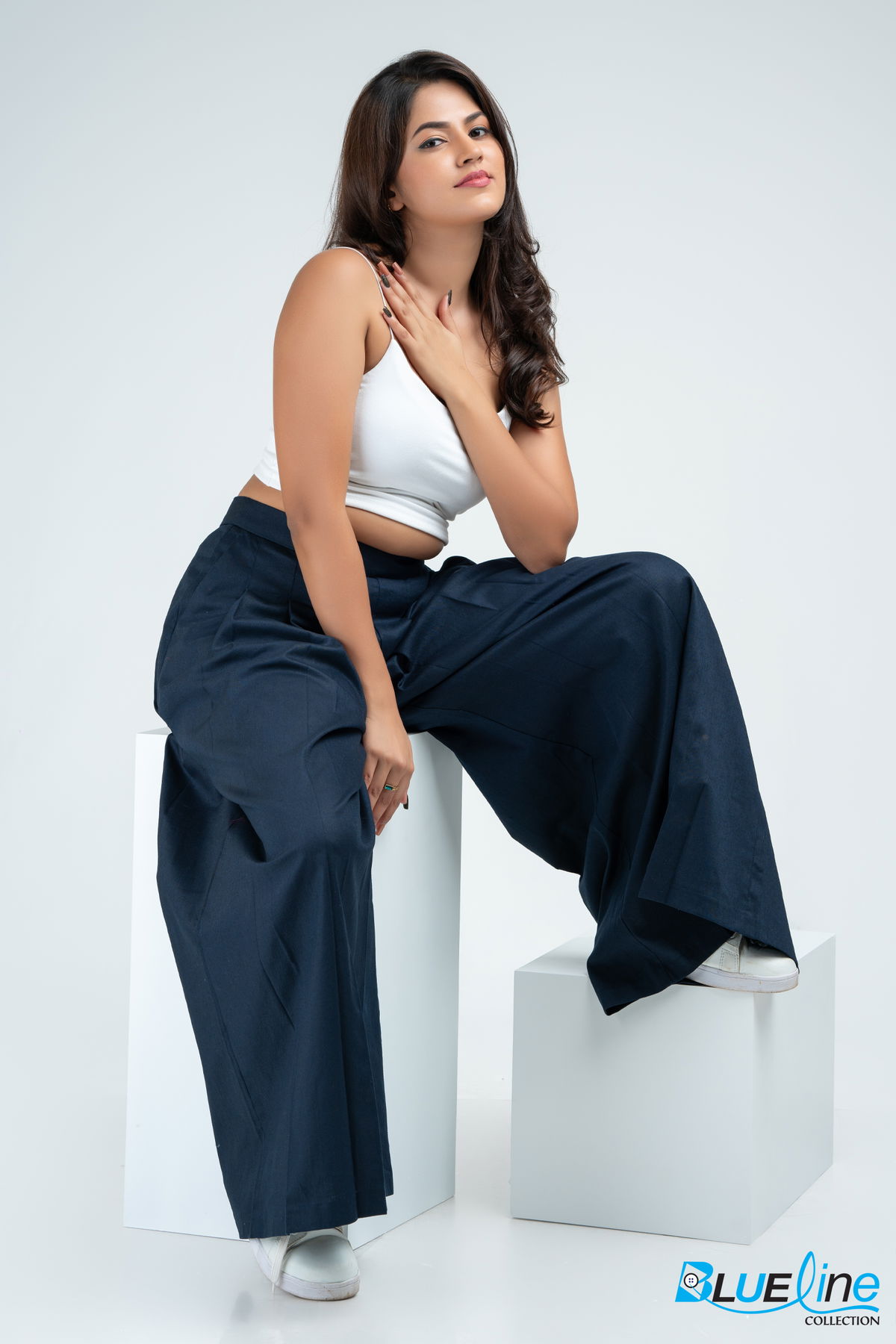 PLEATED WIDE LEG LINEN PANT