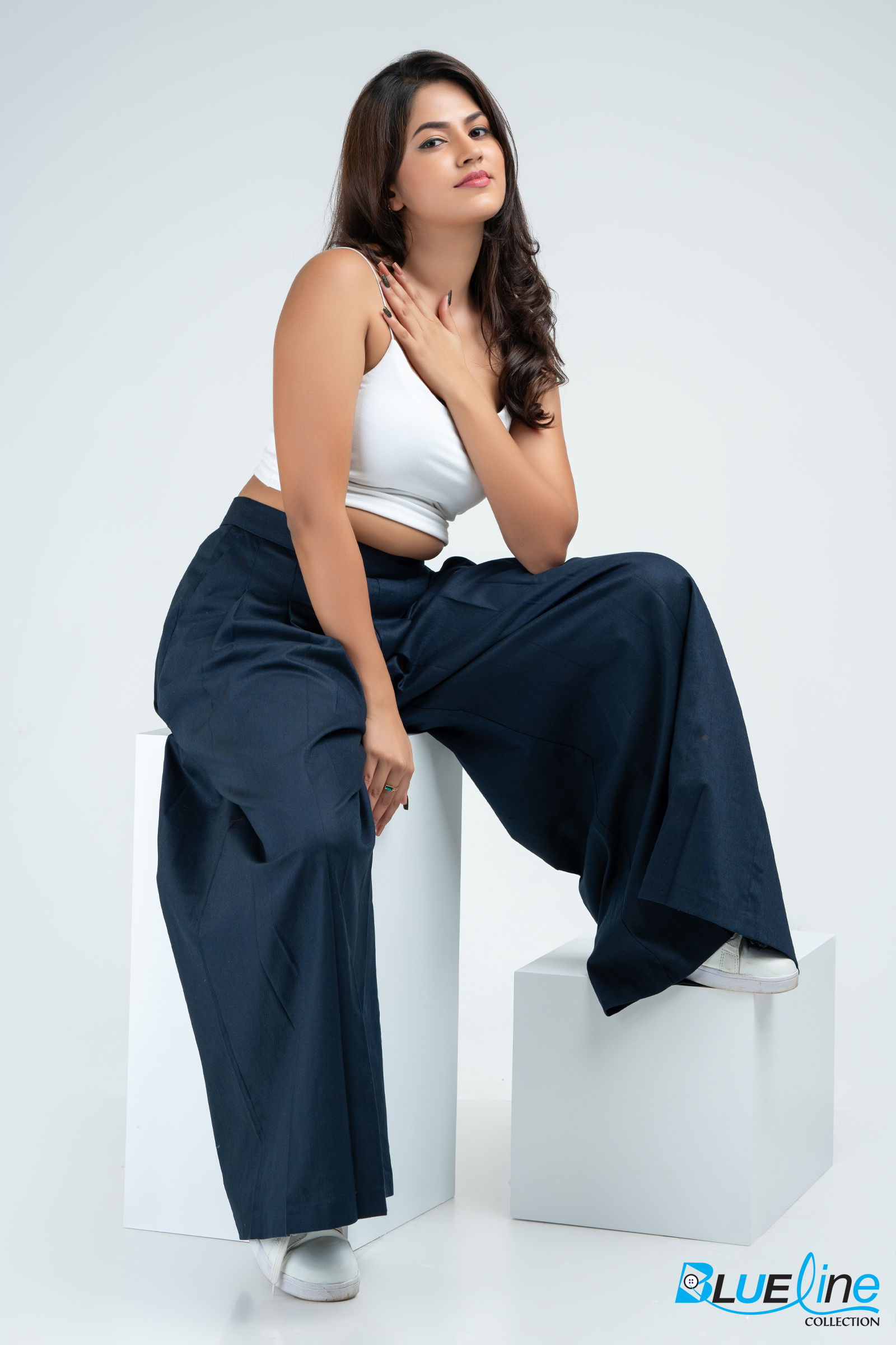 PLEATED WIDE LEG LINEN PANT