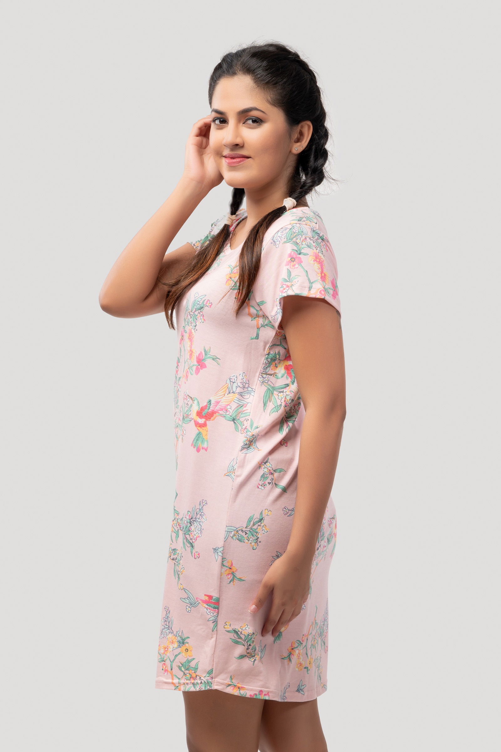 SHORT SLEEVE PRINTED NIGHTGOWN