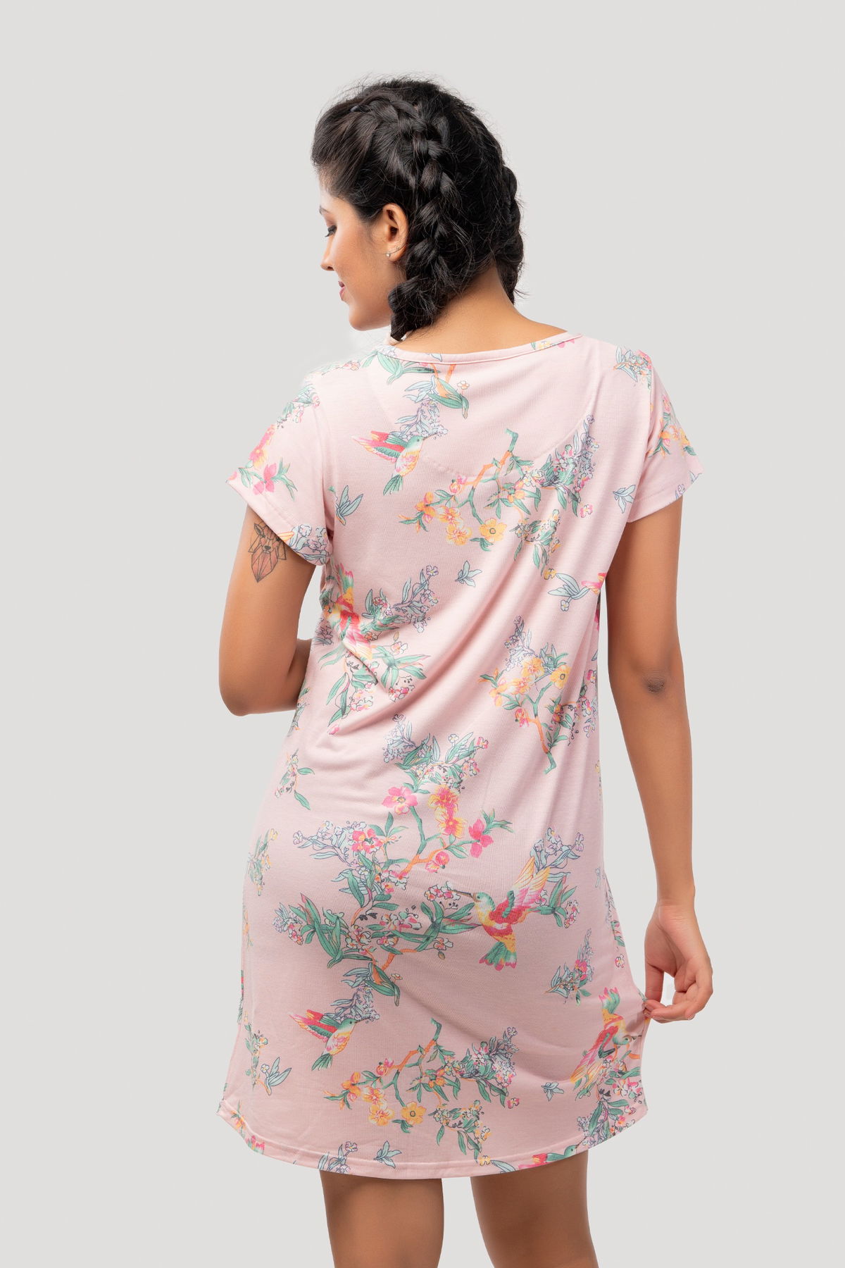 SHORT SLEEVE PRINTED NIGHTGOWN