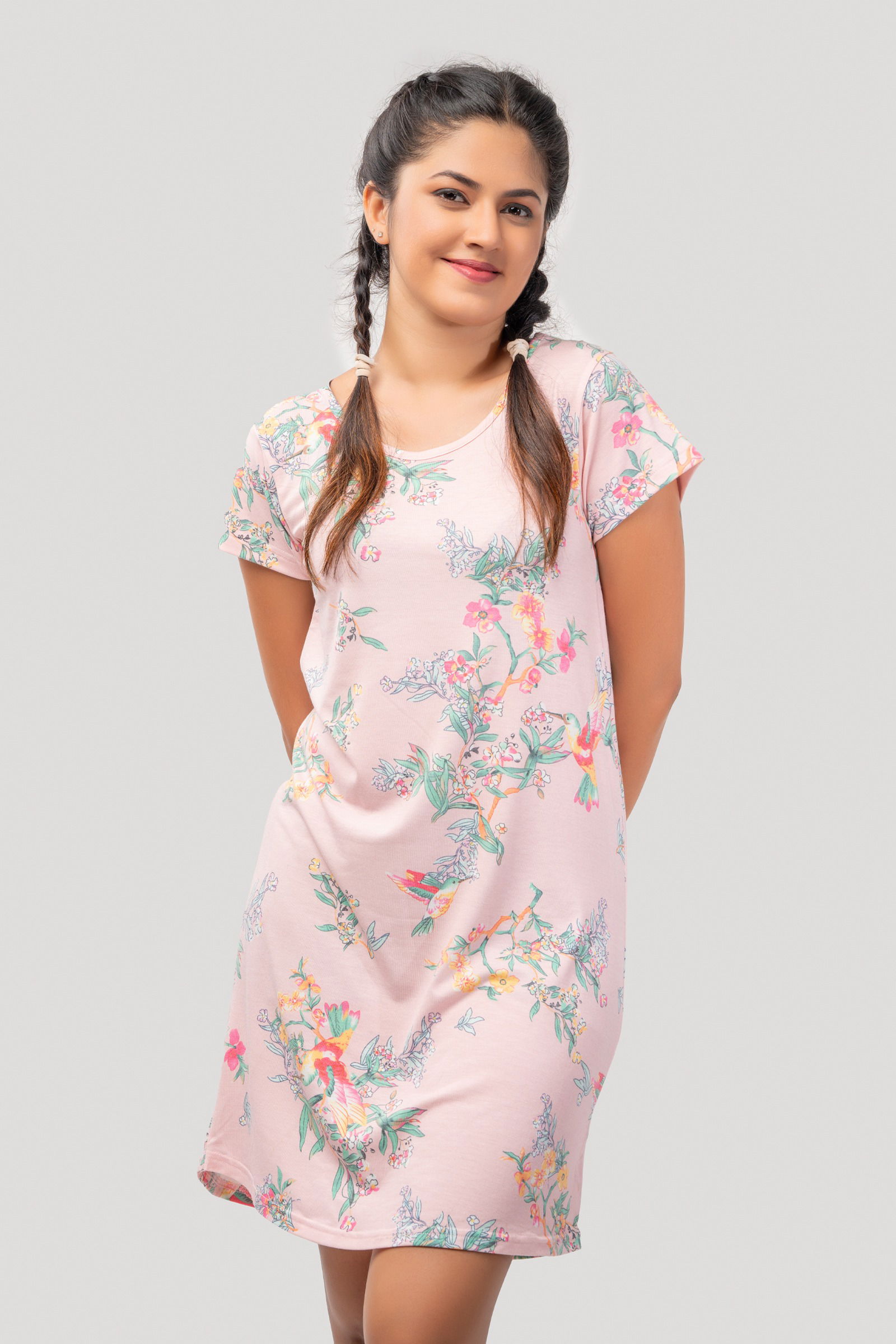 SHORT SLEEVE PRINTED NIGHTGOWN