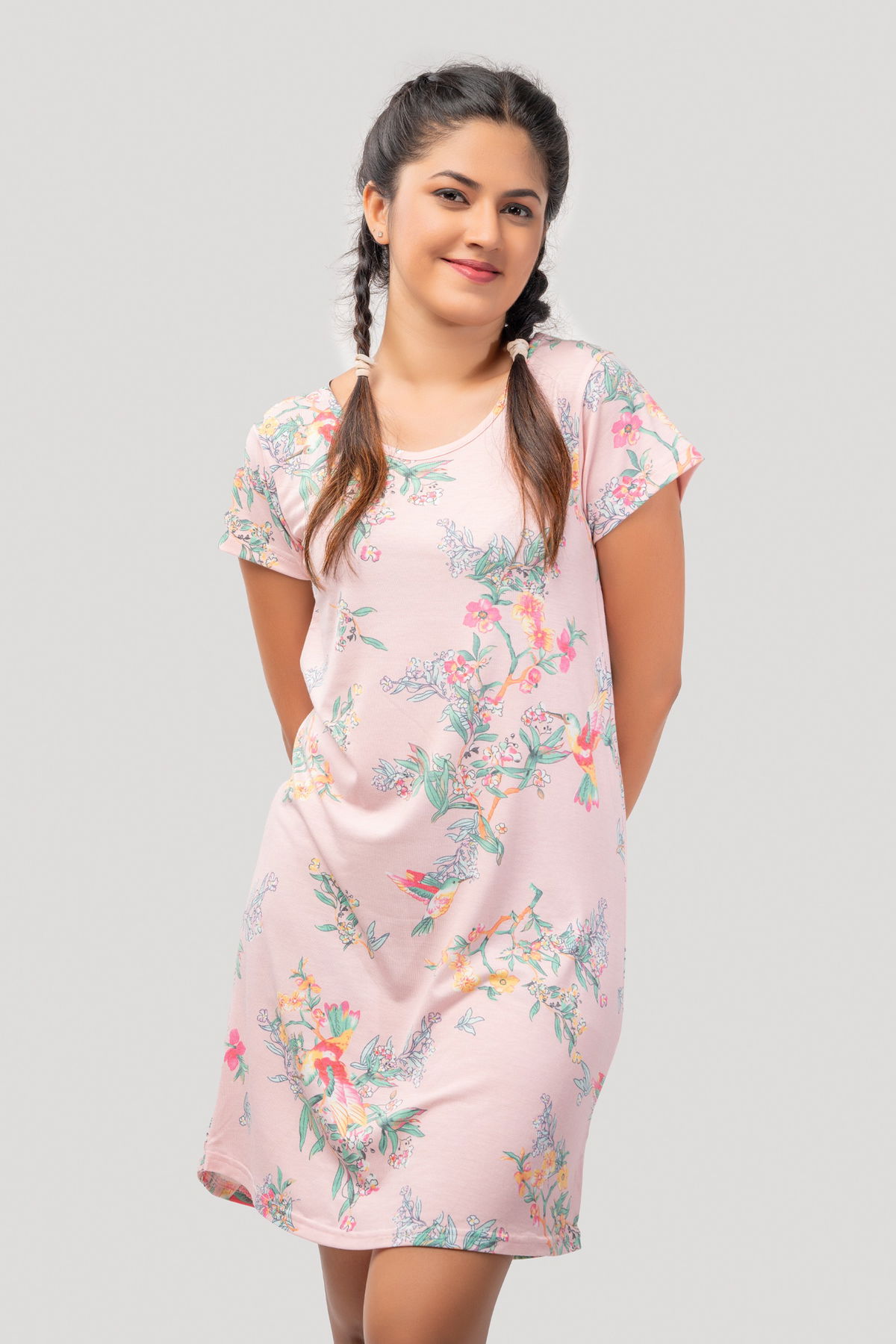 SHORT SLEEVE PRINTED NIGHTGOWN