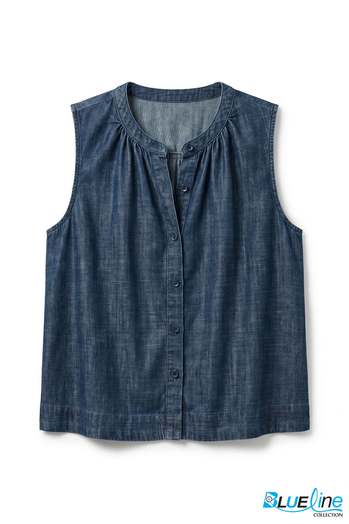 CHAMBRAY SHIRRED SHIRT