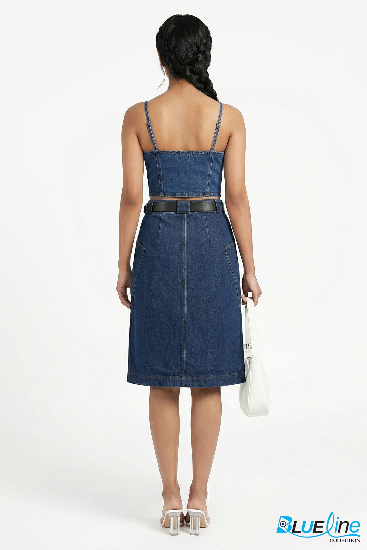 Classic Denim Button-Down Midi Skirt