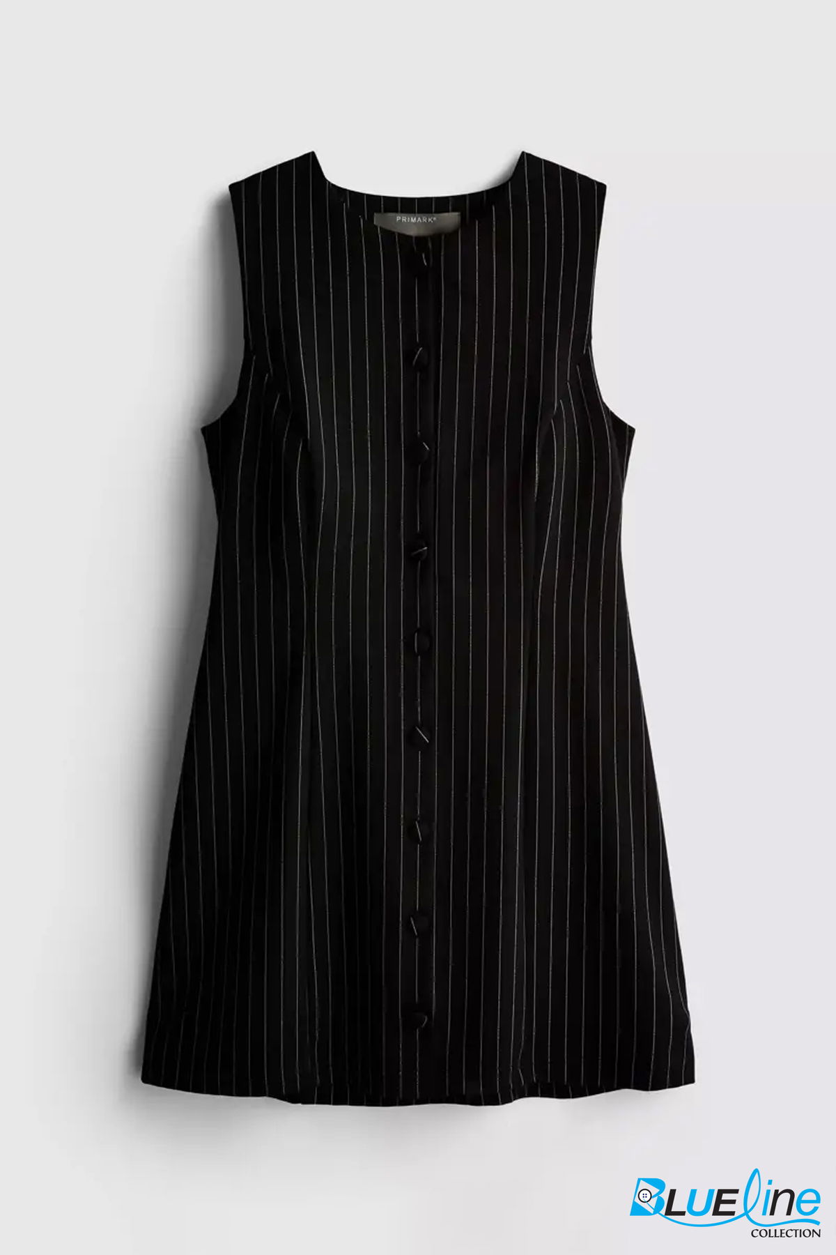 CLASSIC PINSTRIPE BUTTON-FRONT MINI DRESS