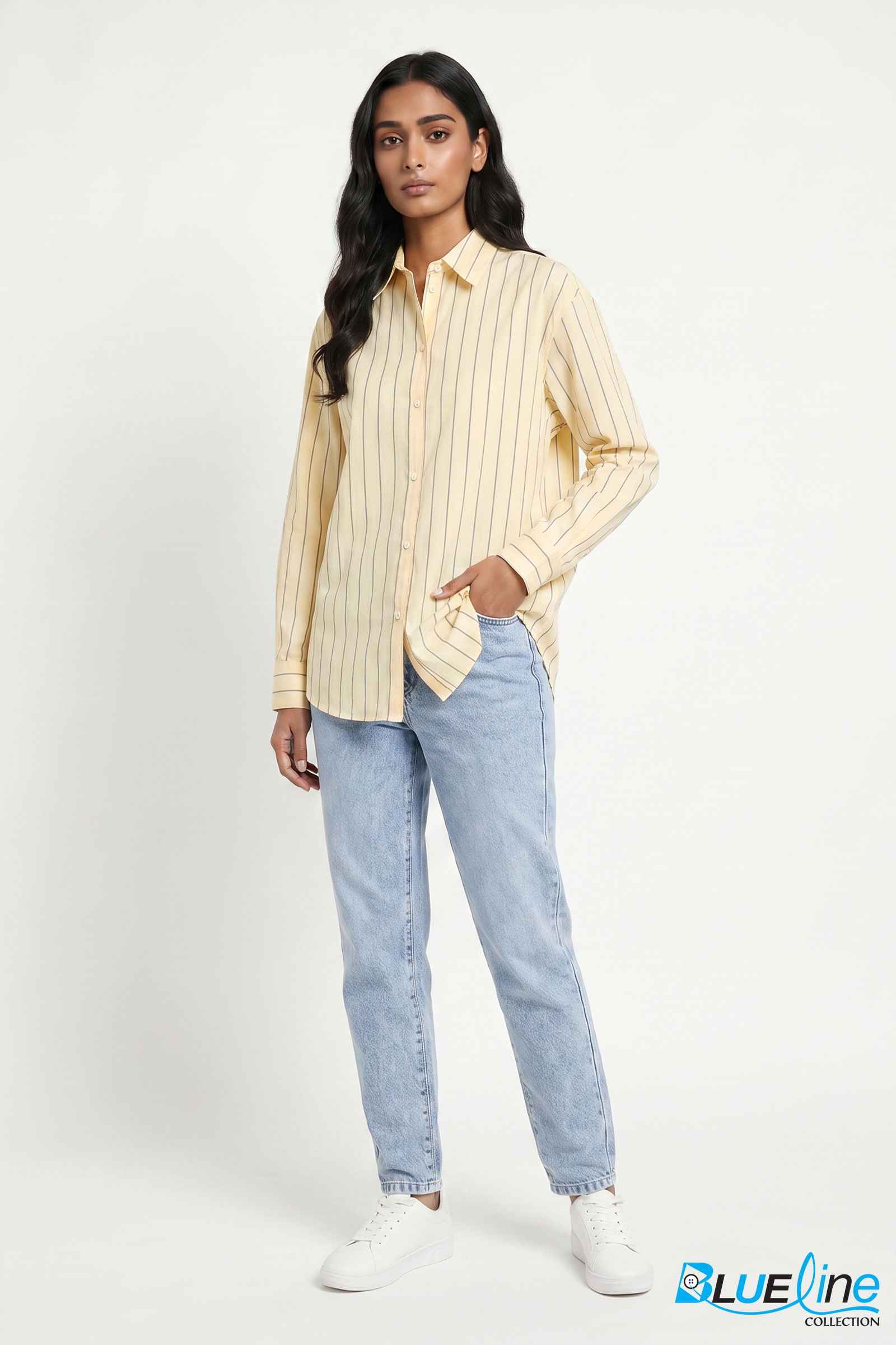COTTON STRIPE RELAXED BUTTON-DOWN SHIRT