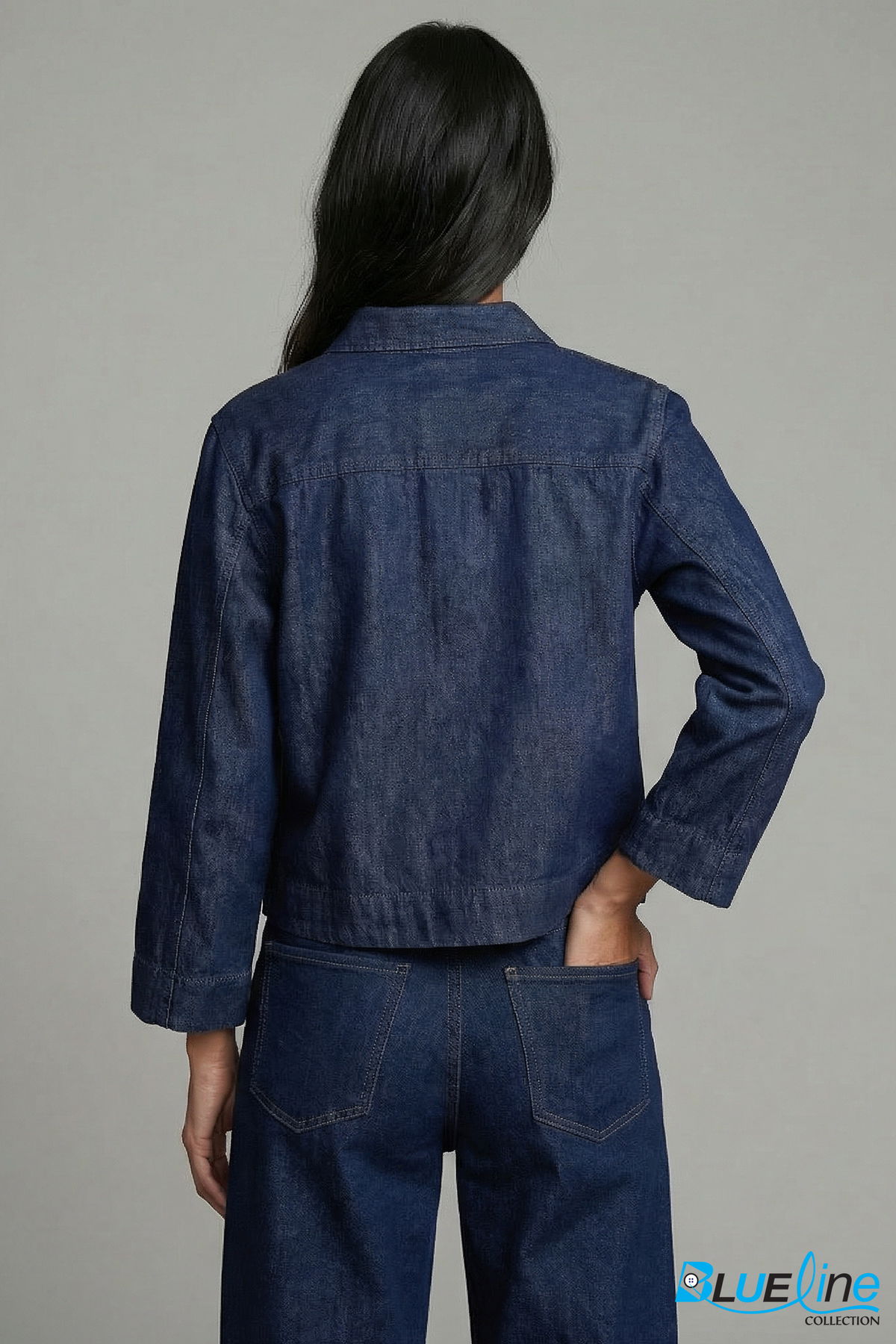 CROPPED ITALIAN DENIM POPOVER TOP