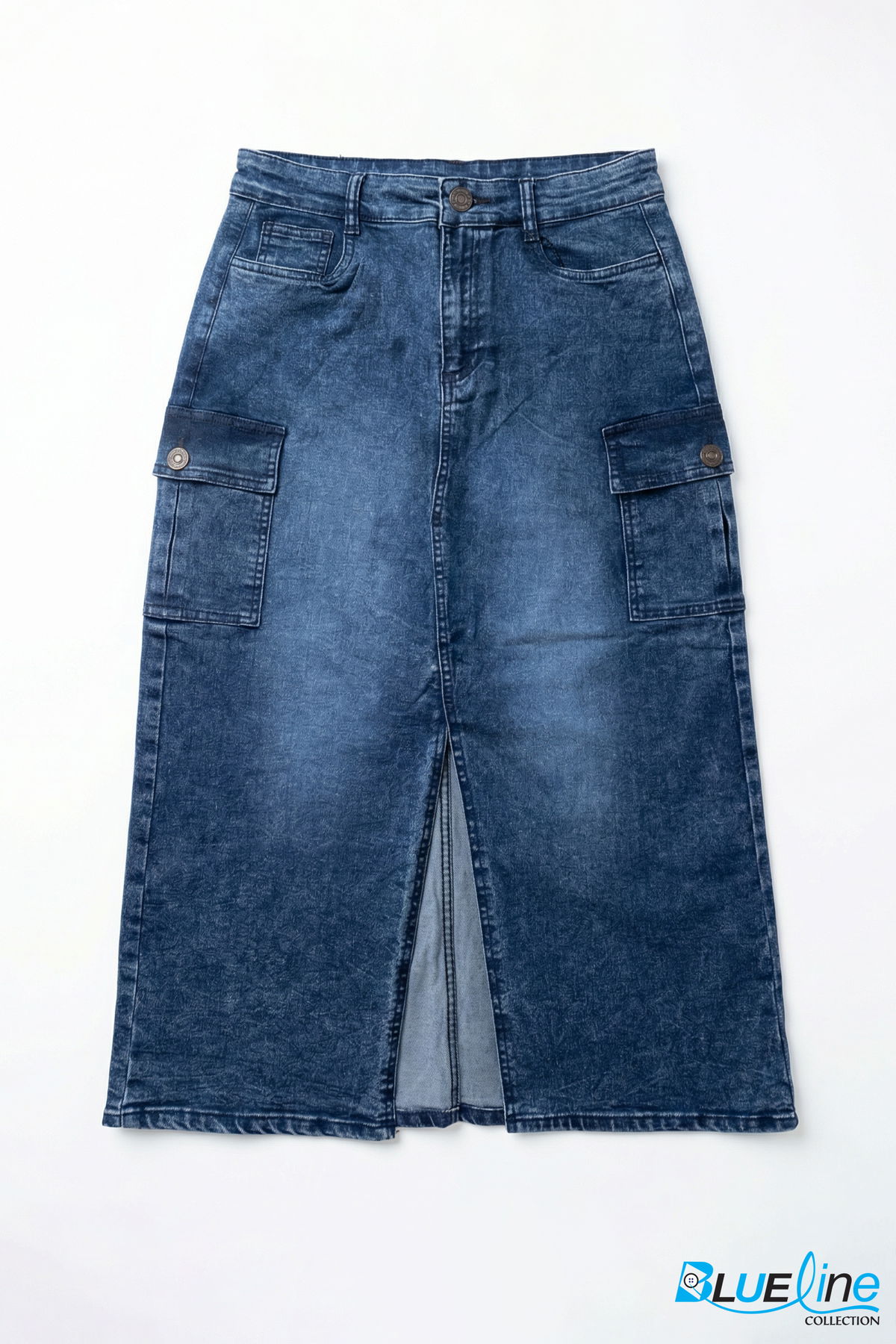 DENIM CARGO MIDI SKIRT