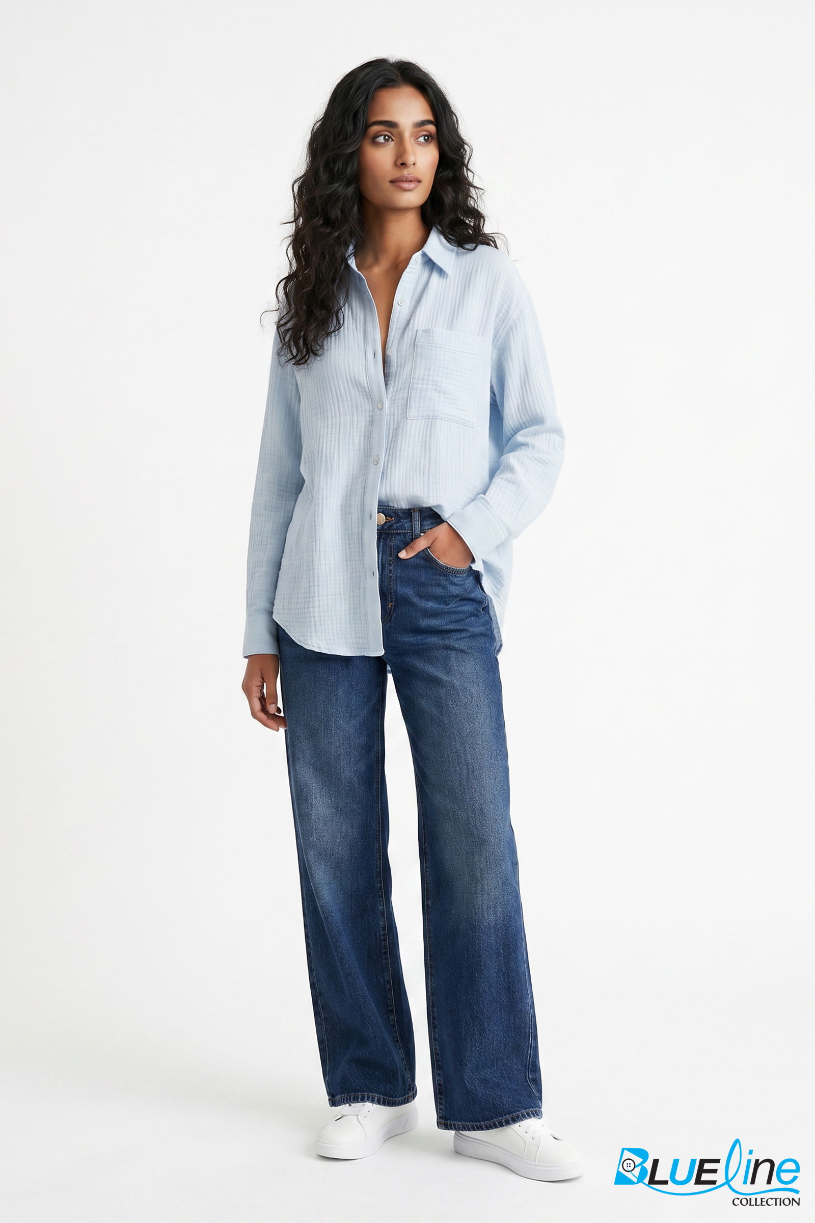 DOUBLE GAUZE ROLL TAB SHIRT