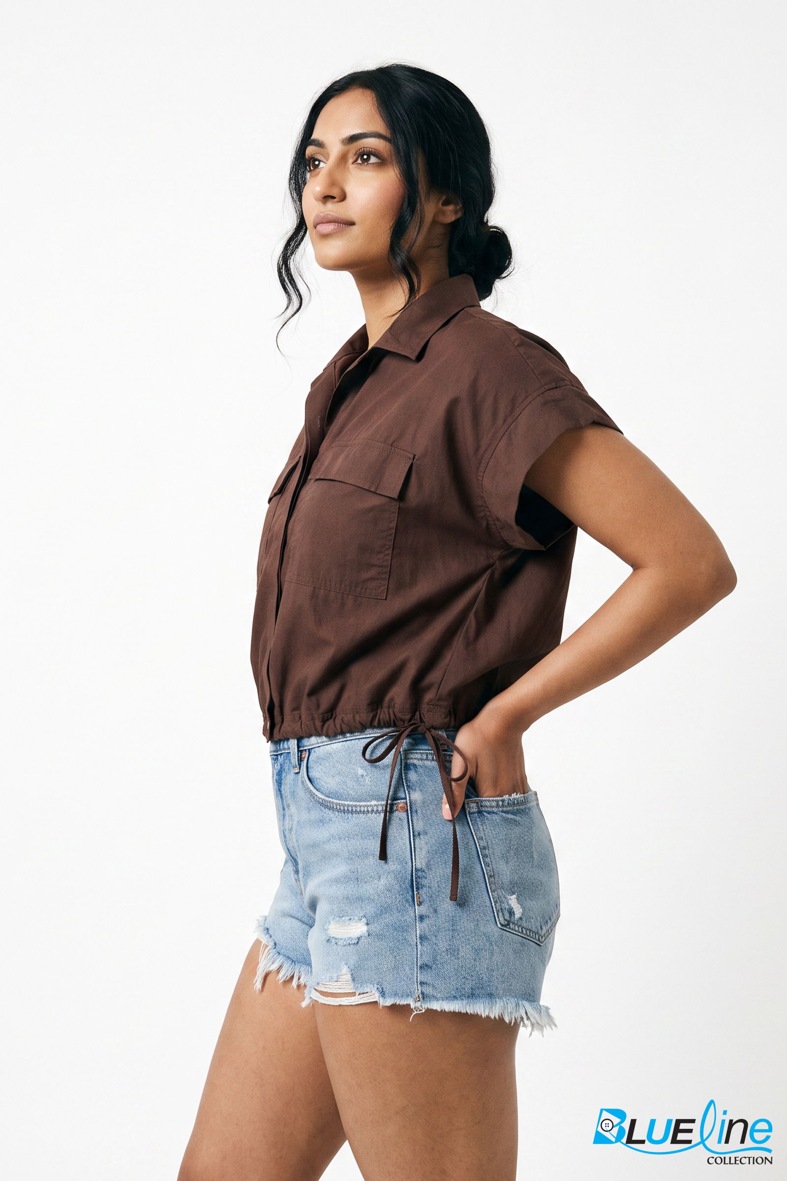 DRAWSTRING-HEM SHIRT