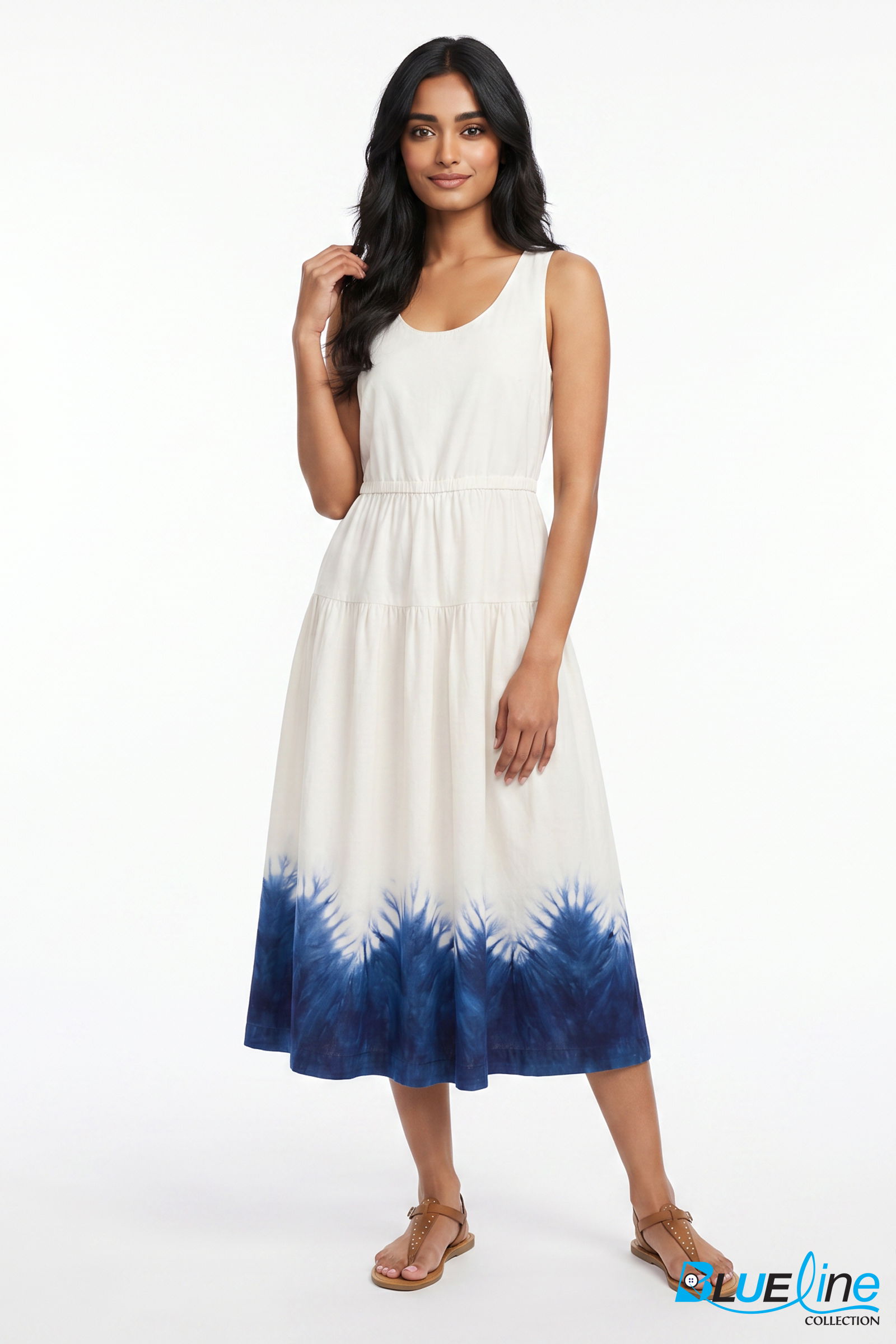 DROPPED-WAIST MIDI DRESS