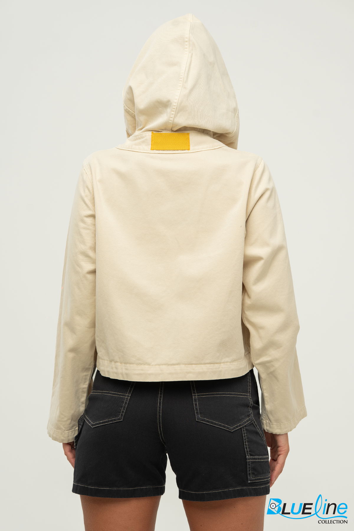 HOODED TWILL CROP JACKET