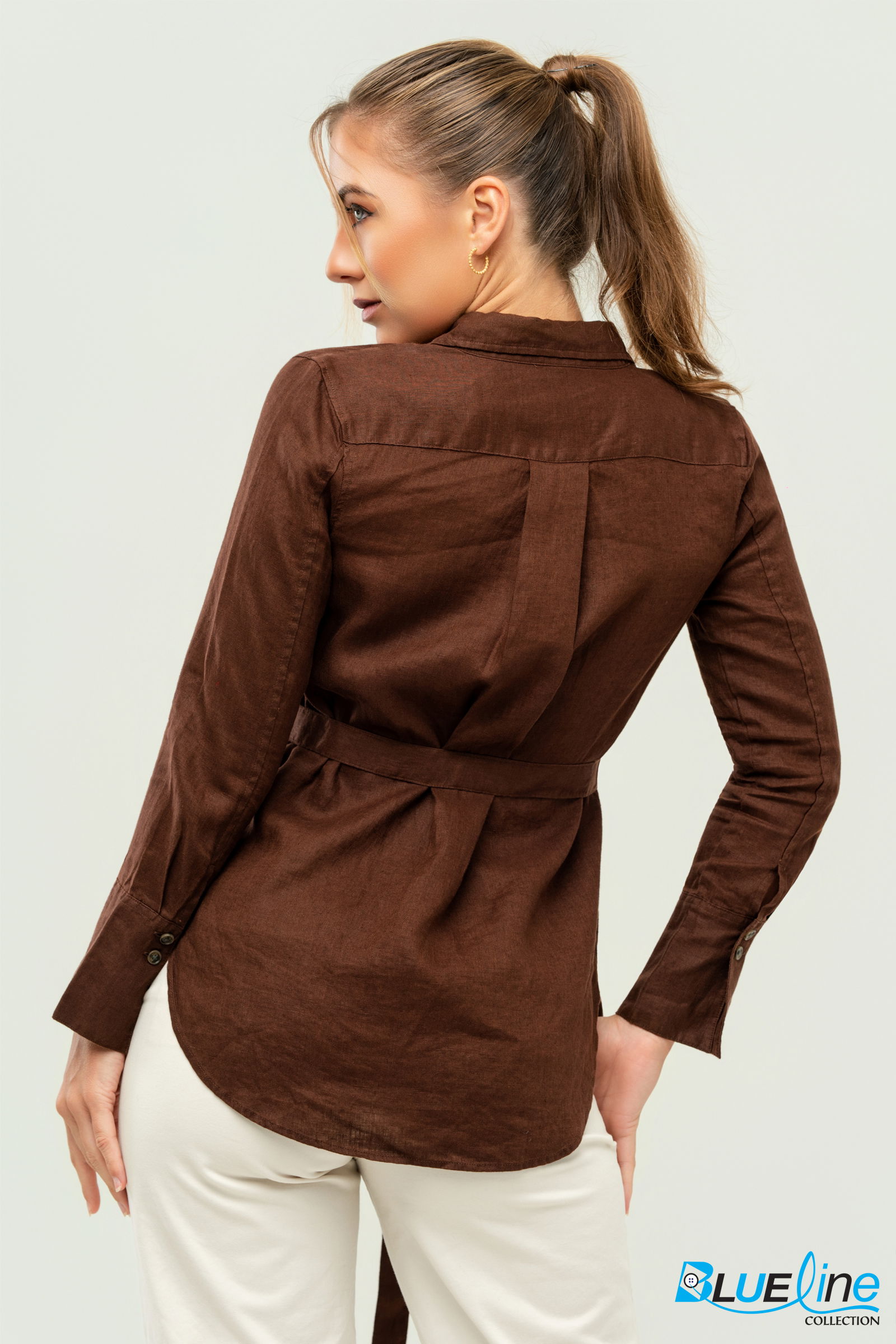 LINEN BELTED TUNIC SHIRT