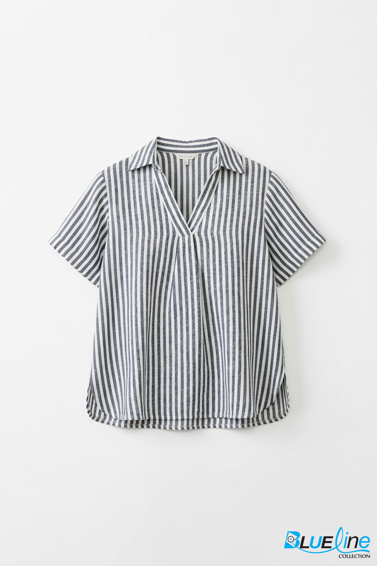 LINEN-BLEND COLLARED TOP