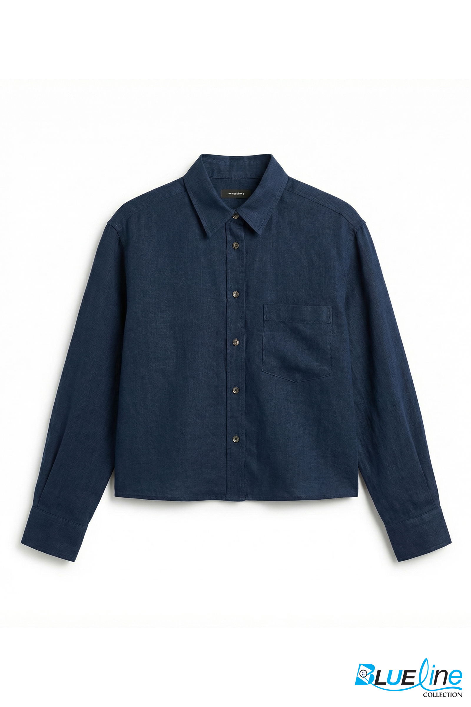 Linen-Blend Cropped Shirt