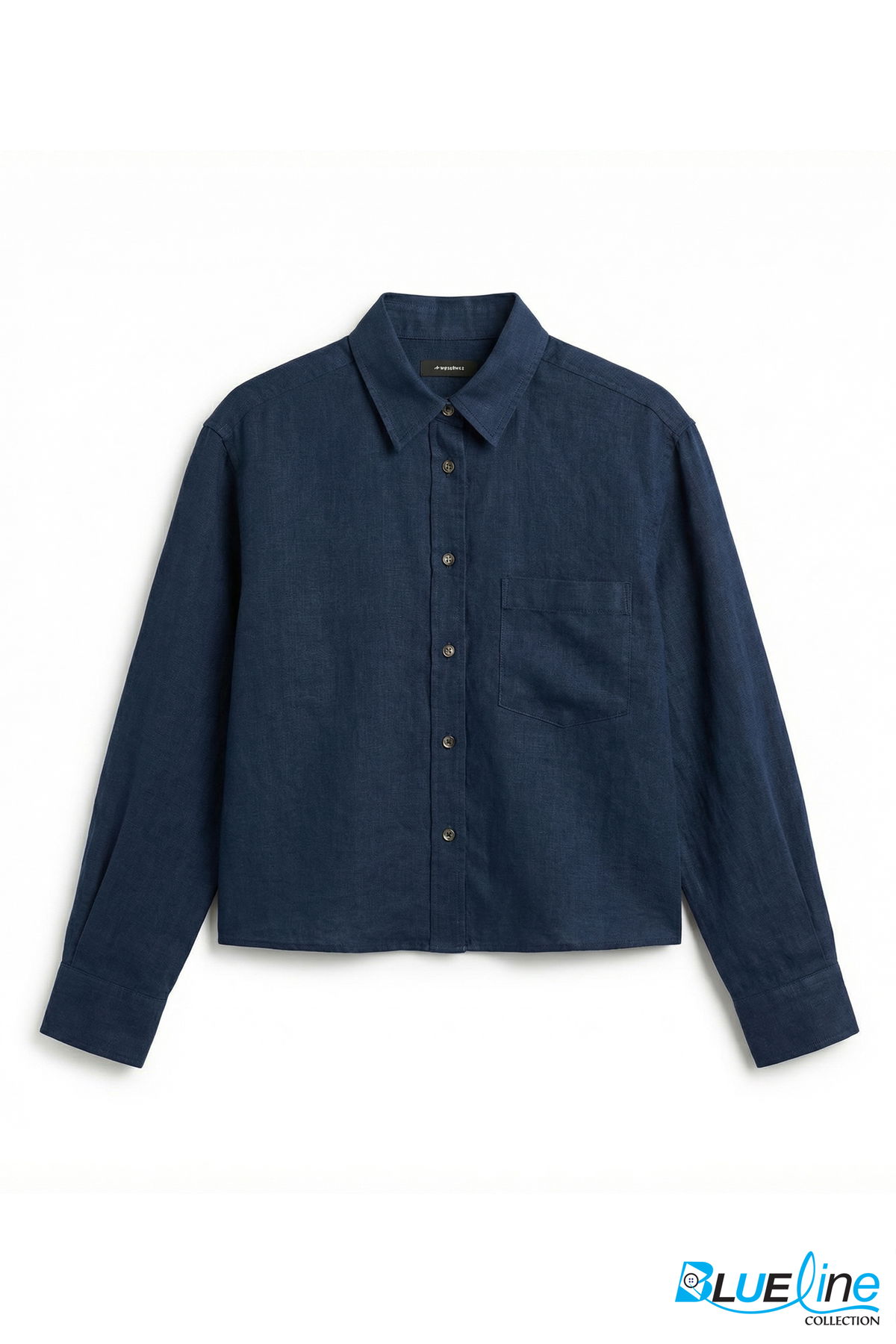 LINEN-BLEND CROPPED SHIRT