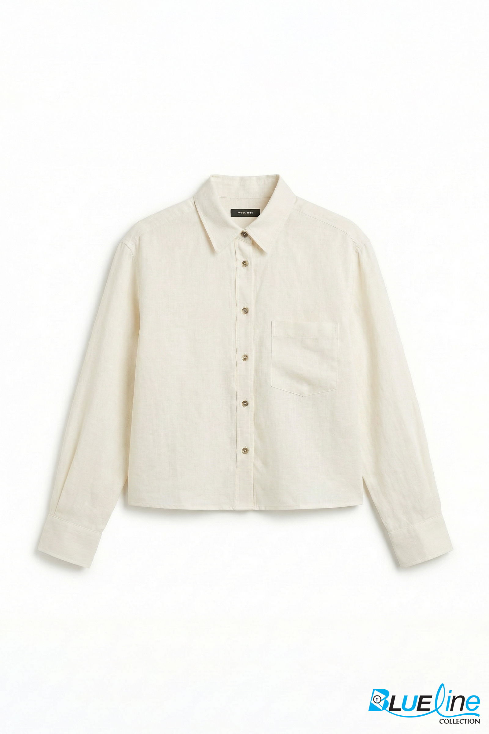 Linen-Blend Cropped Shirt alternate view