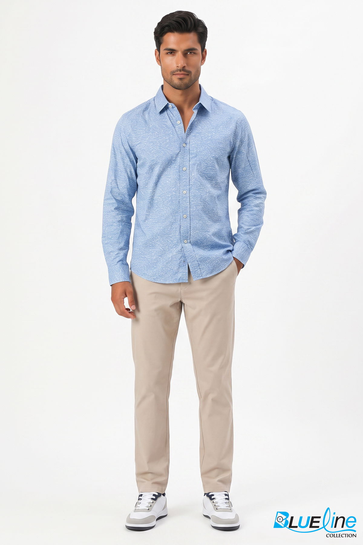 MEN’S TEXTURED PRINT LONG-SLEEVE SHIRT