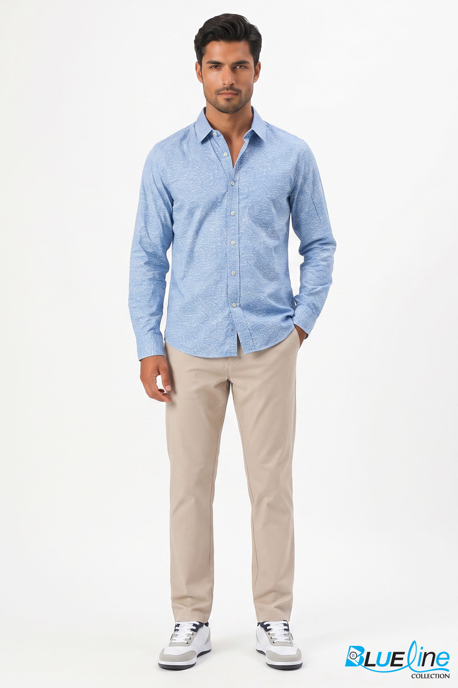 MEN’S TEXTURED PRINT LONG-SLEEVE SHIRT