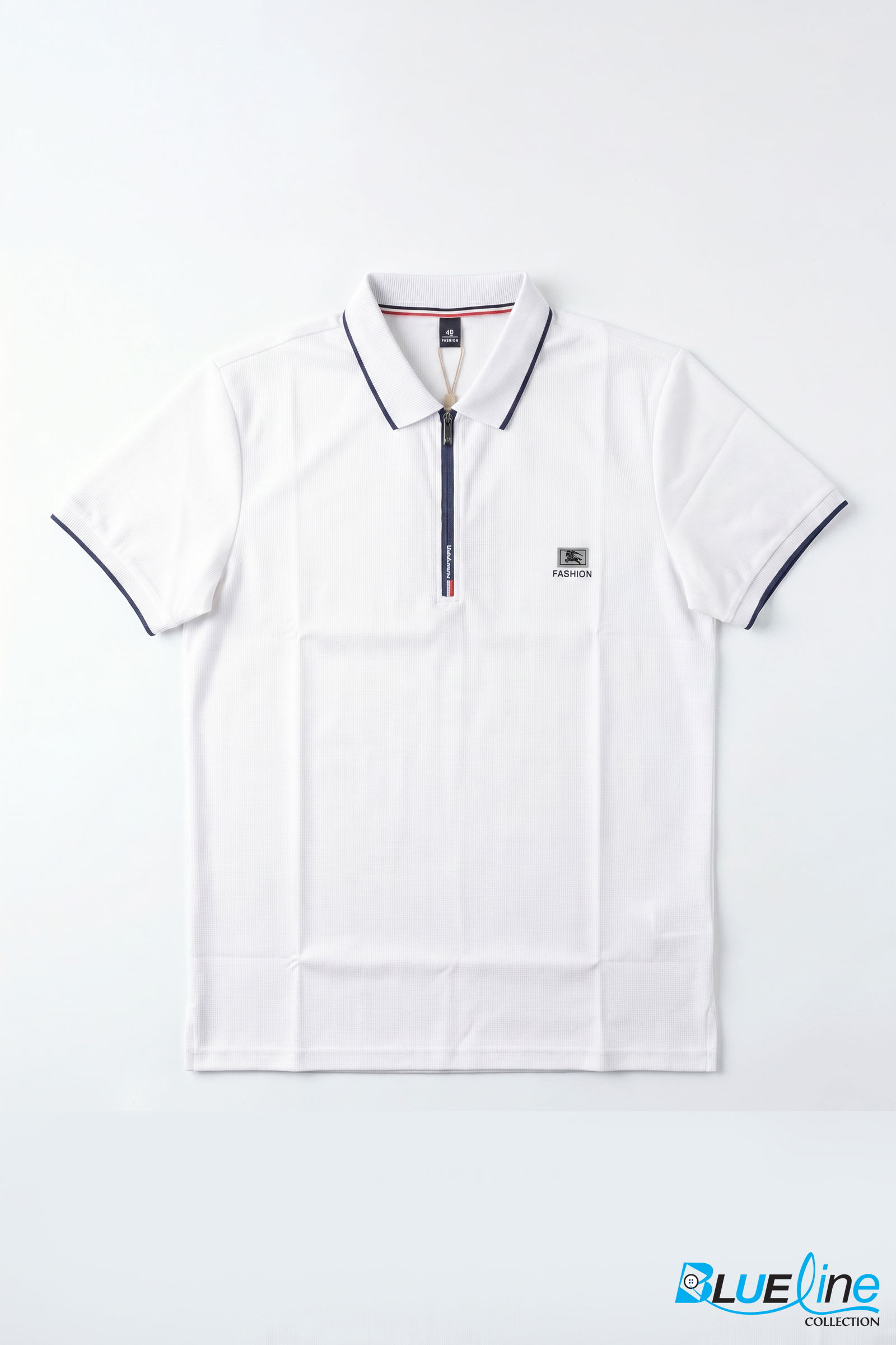 MEN’S ZIP-NECK TEXTURED POLO T-SHIRT