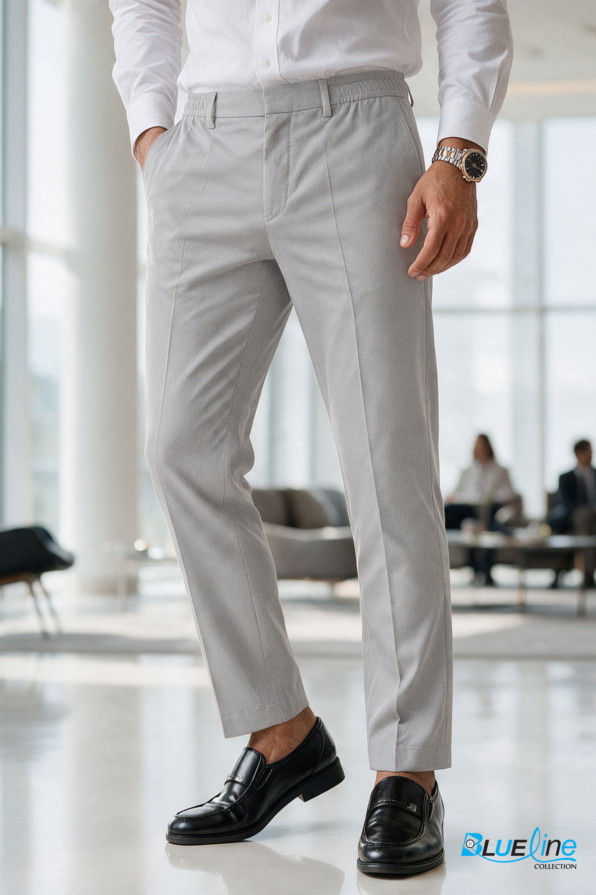 Men Slim Fit Semi-elasticated waist pant