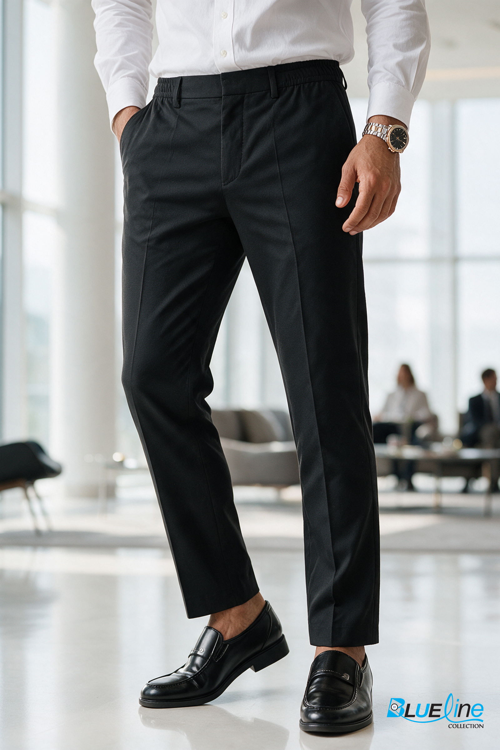 Men Slim Fit Semi-elasticated waist pant