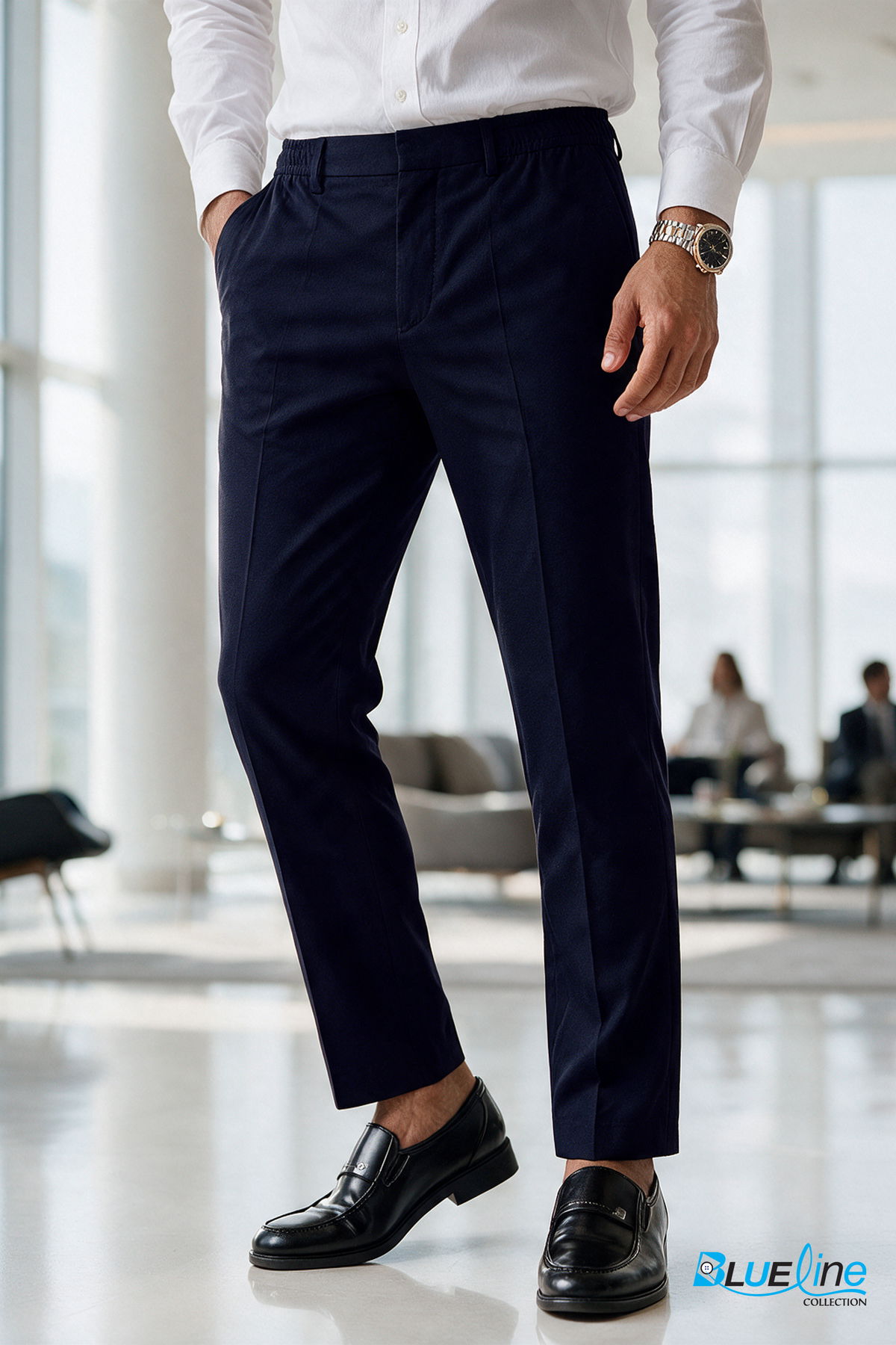 Men Slim Fit Semi-elasticated waist pant