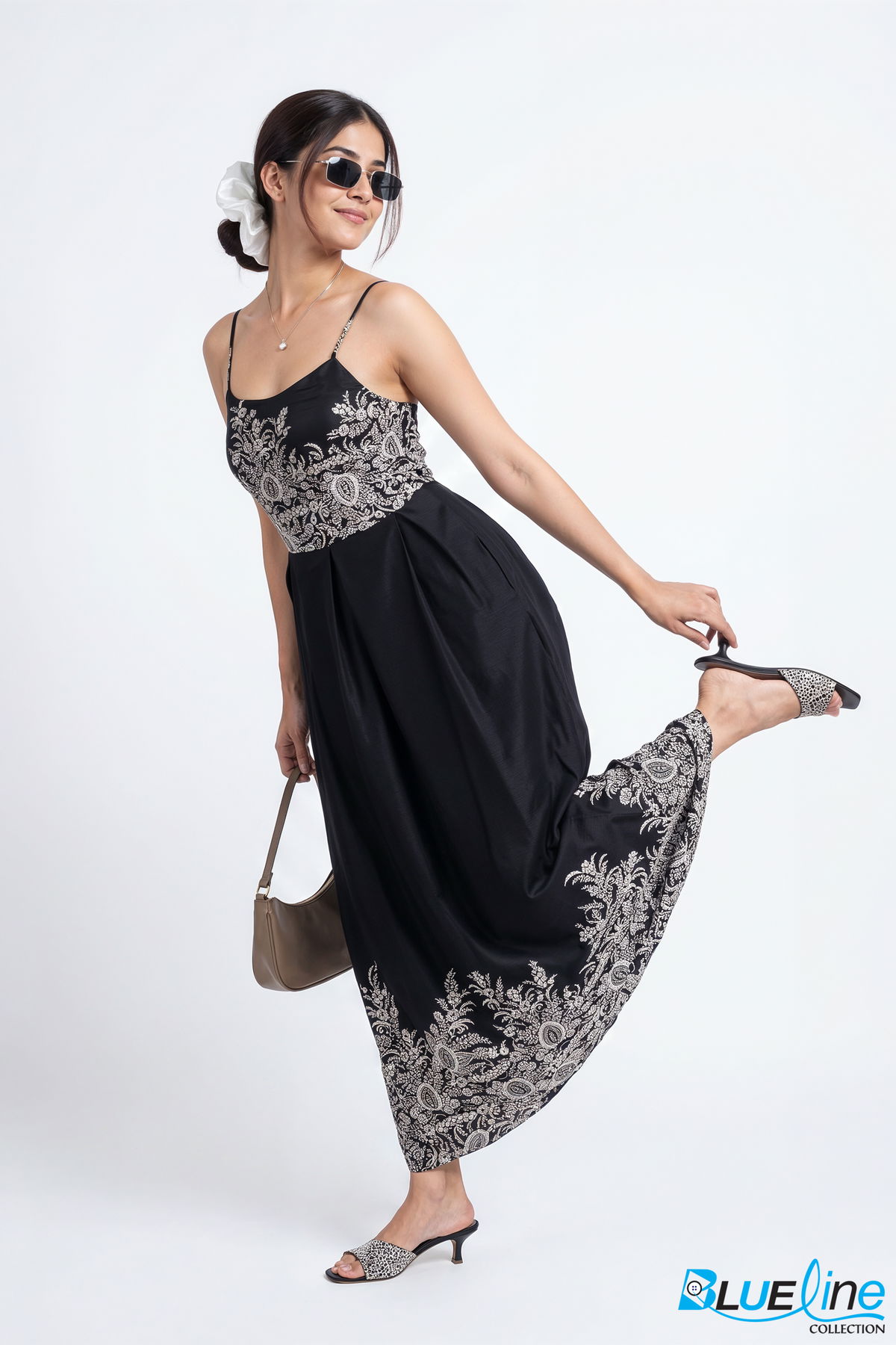 PAISLEY BORDER-PRINT CAMI MAXI DRESS