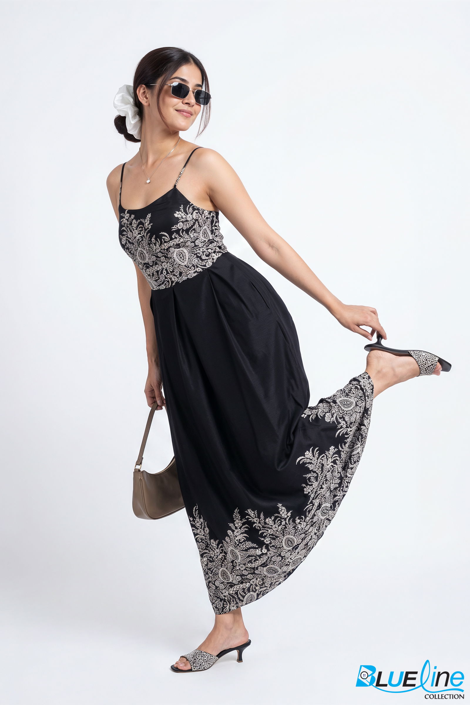 PAISLEY BORDER-PRINT CAMI MAXI DRESS