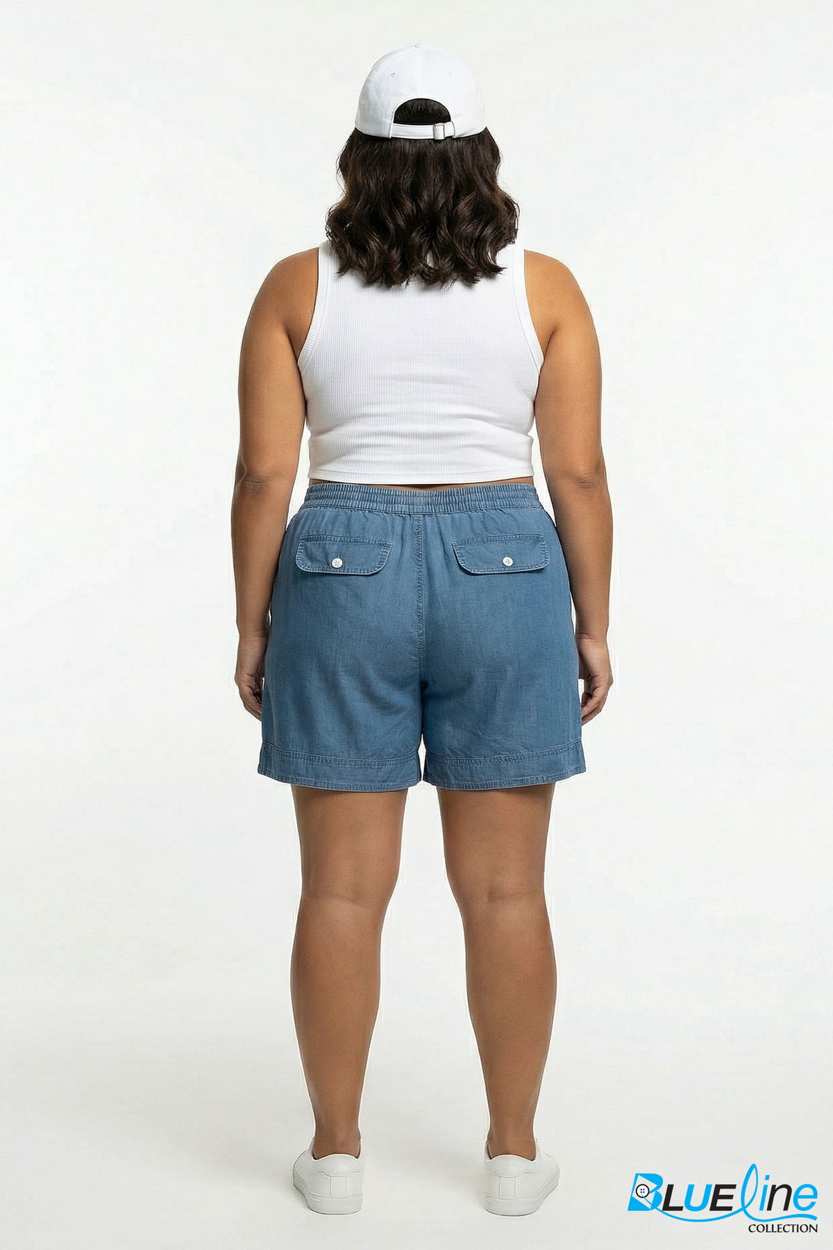 PLUS SIZE CHAMBRAY WIDE LEG SHORT