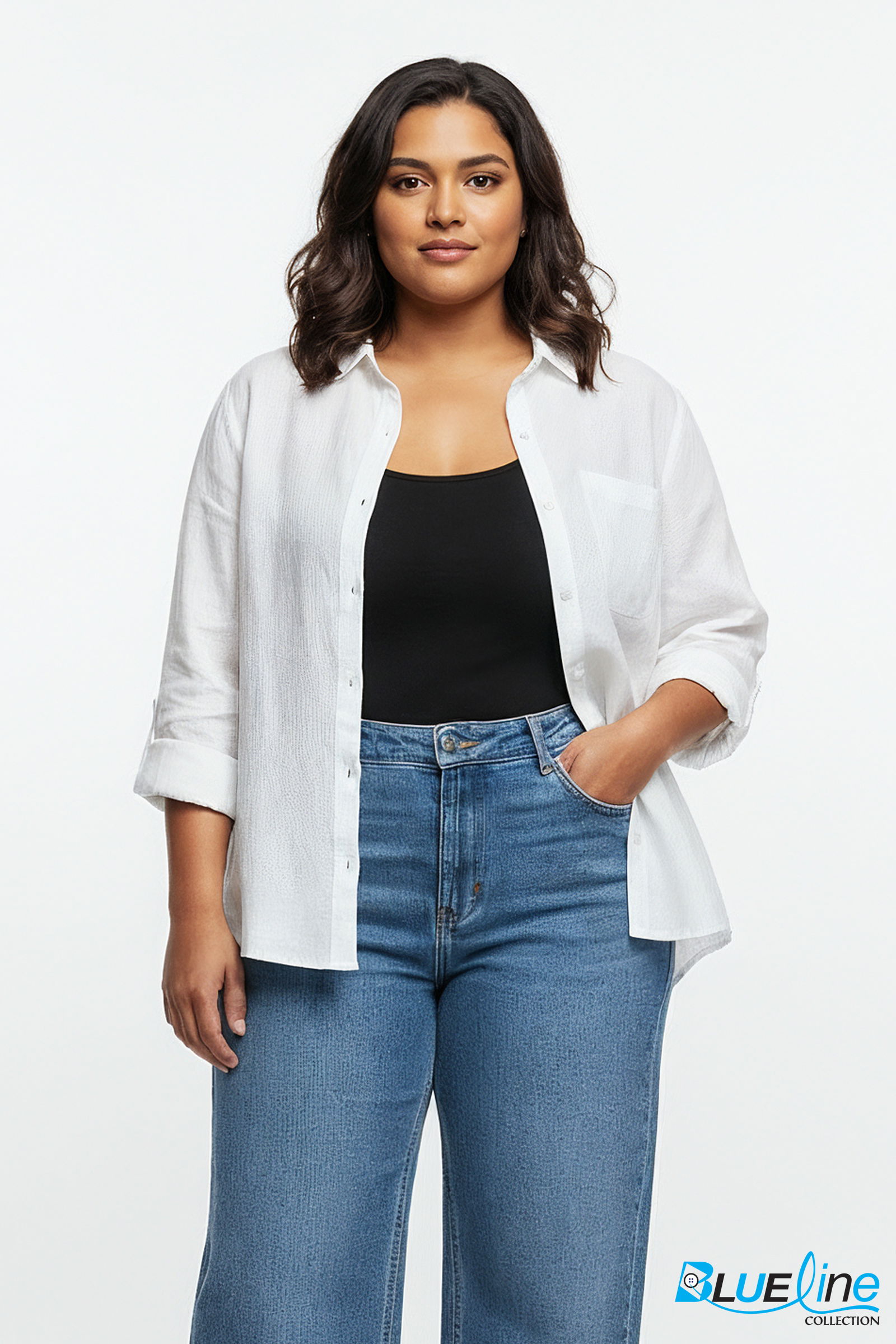 Plus Size Linen Blend Shirt alternate view