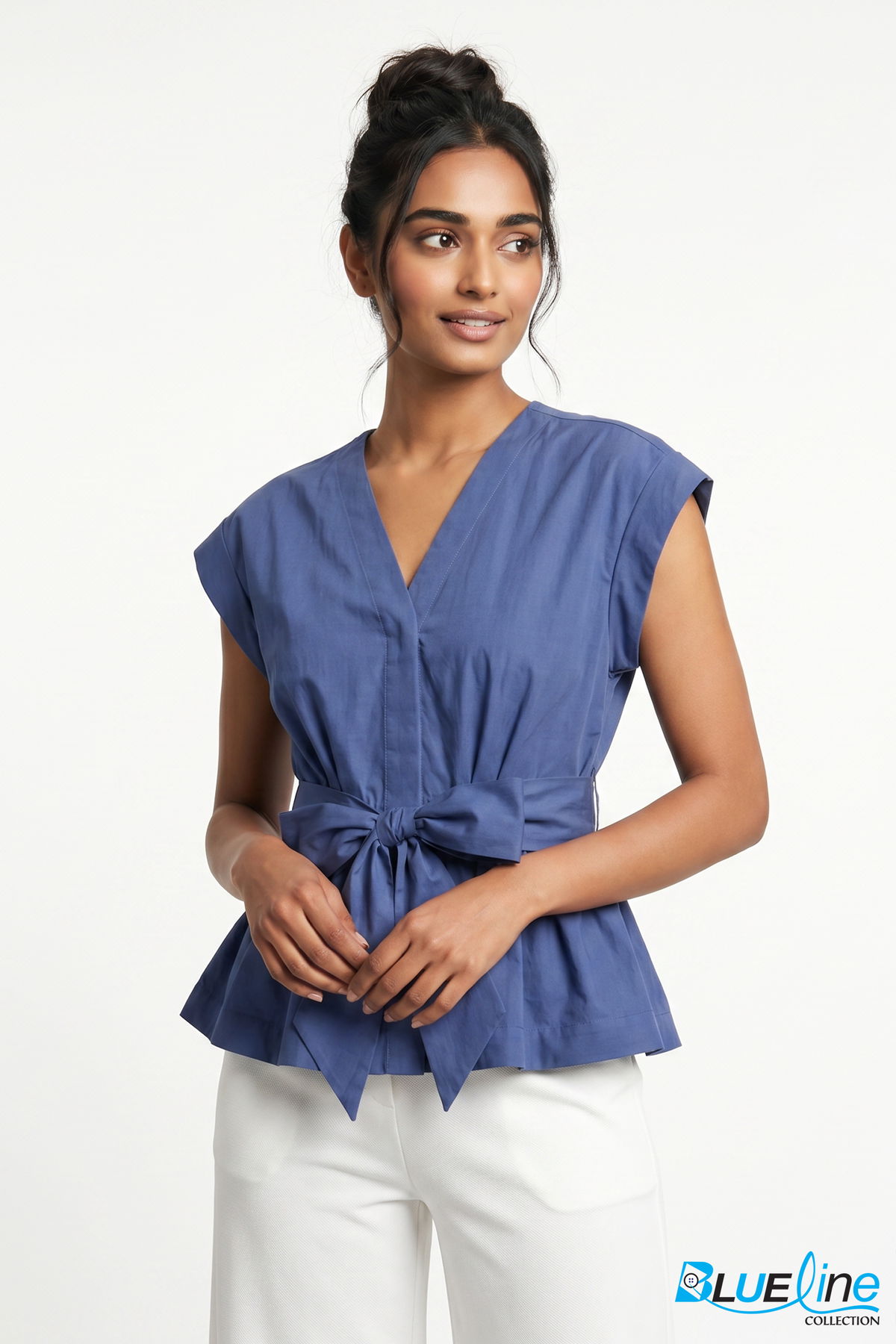 POPLIN TIE-FRONT TOP
