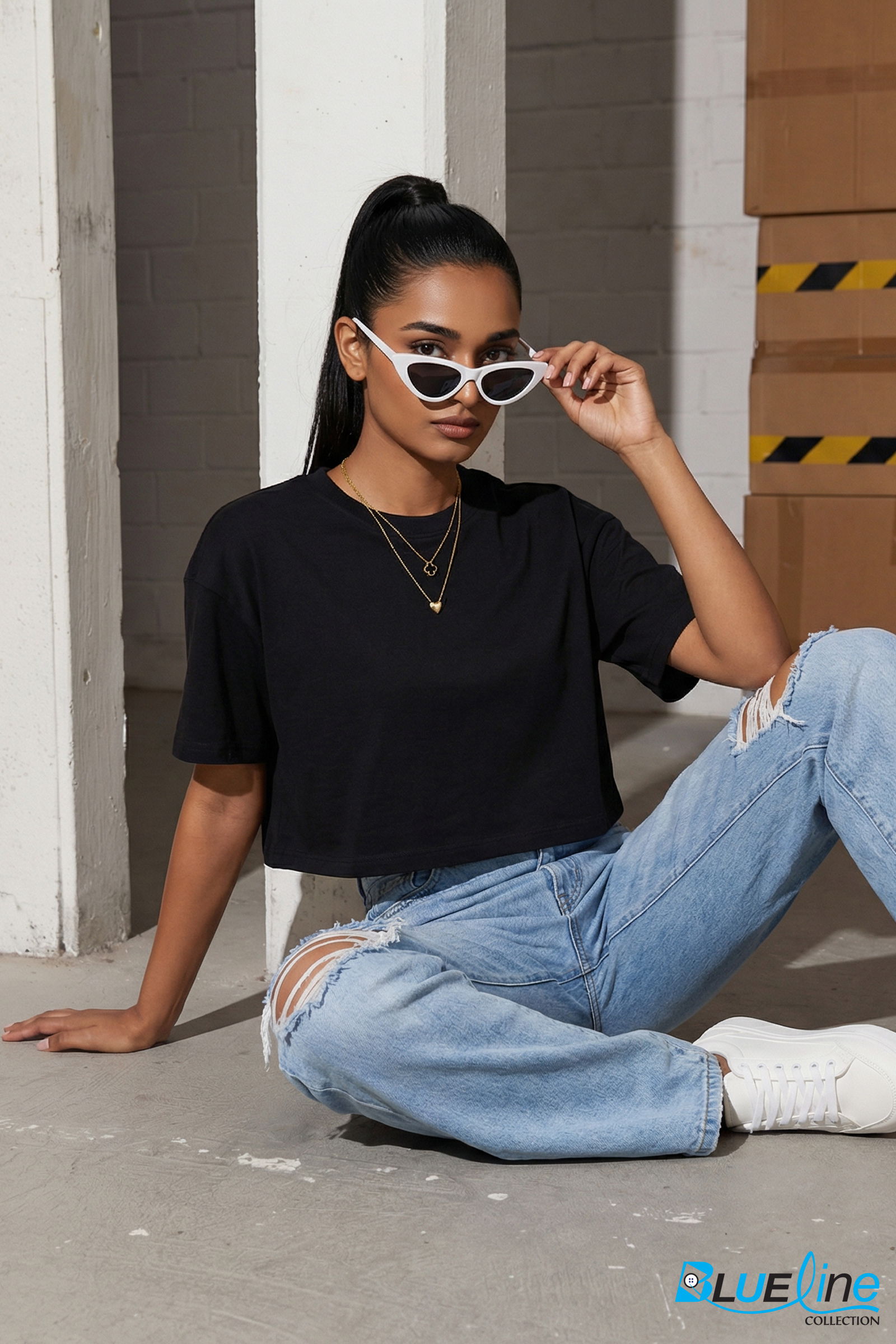 PURE BLACK CROP DREAMER T-SHIRT