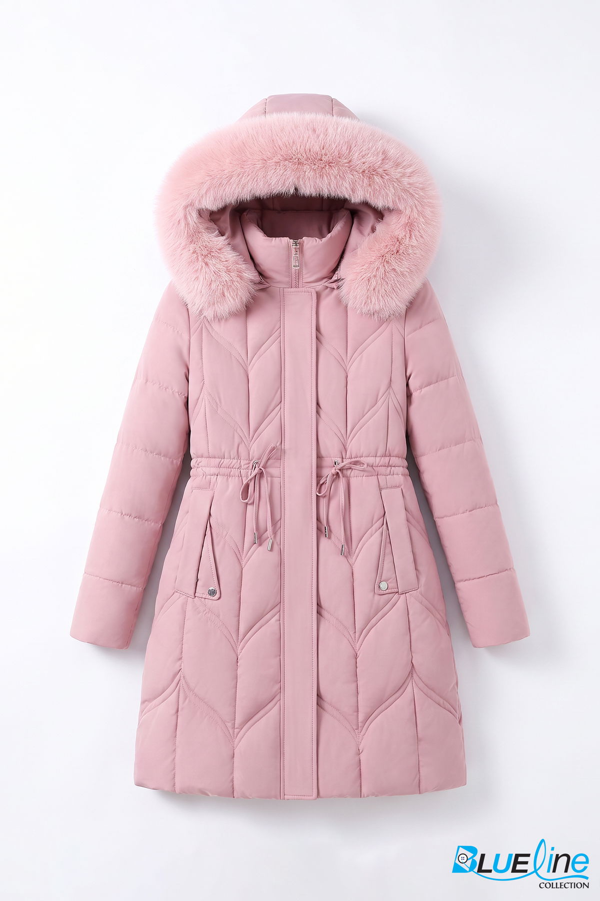 QUILTED DRAWSTRING-WAIST WINTER COAT