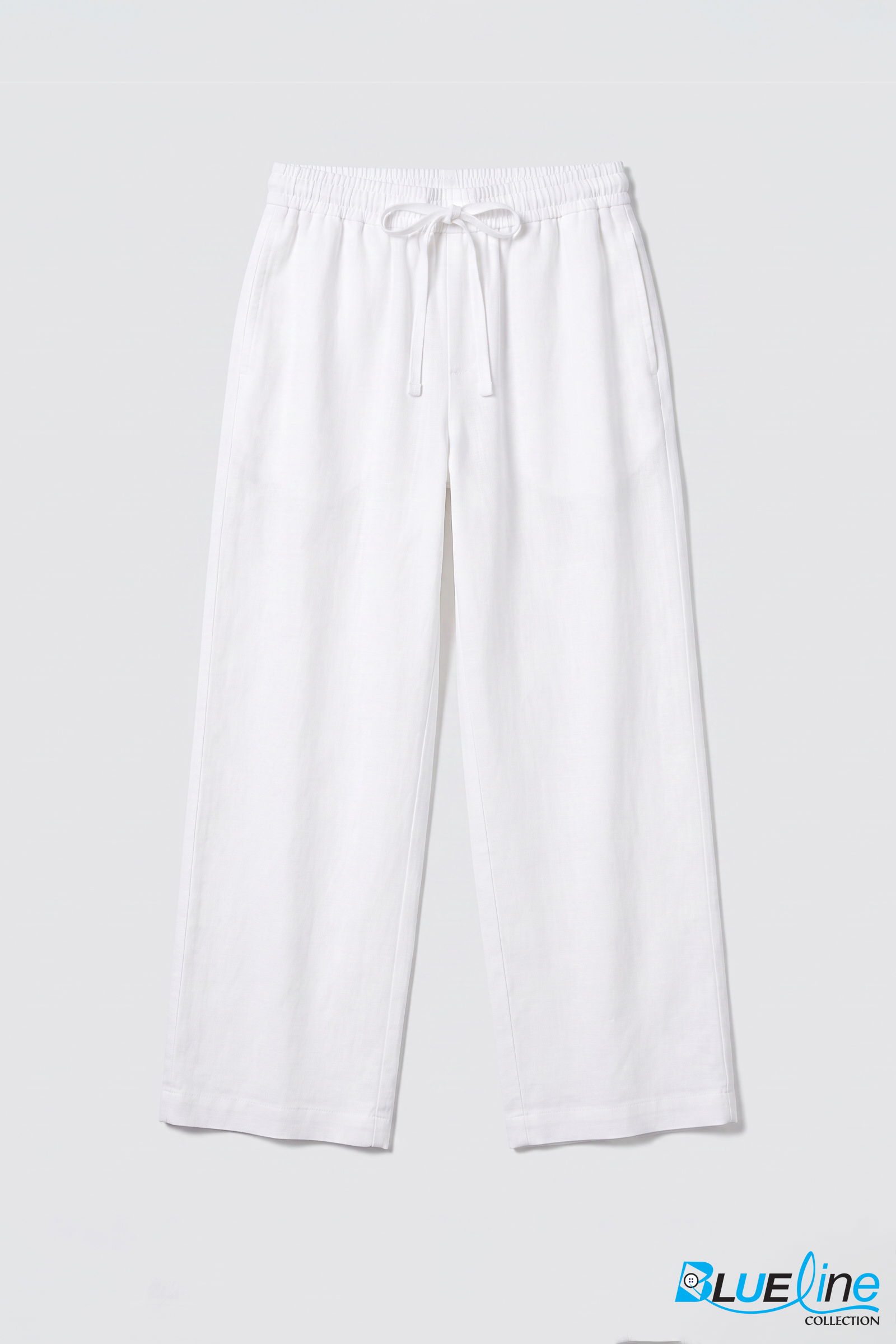 RELAXED LINEN BLEND WIDE-LEG PANTS