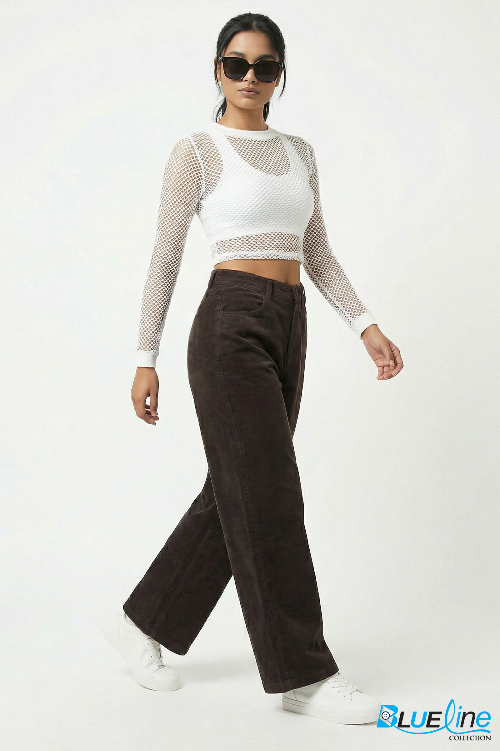 SOFT CORDUROY HIGH-RISE WIDE-LEG PANTS