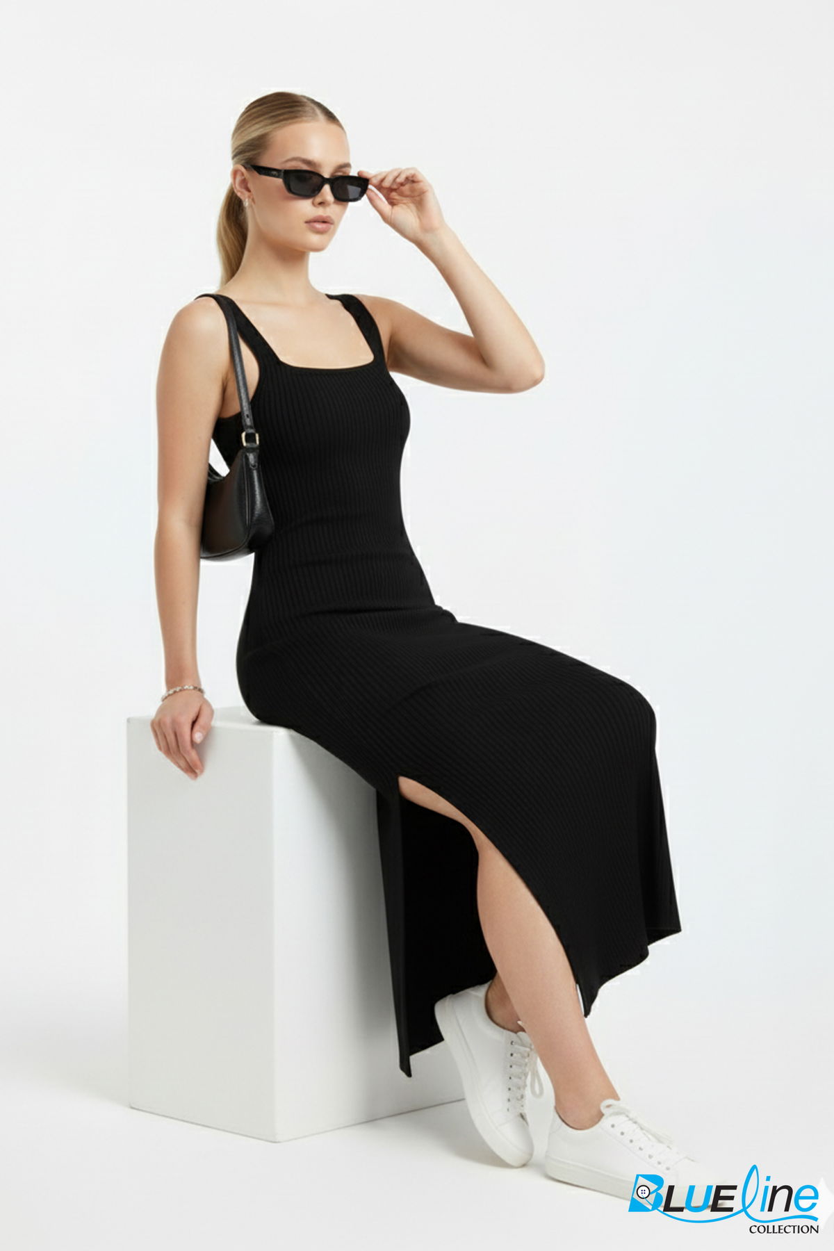 SOFT RIBBED BODYCON MIDI DRESS