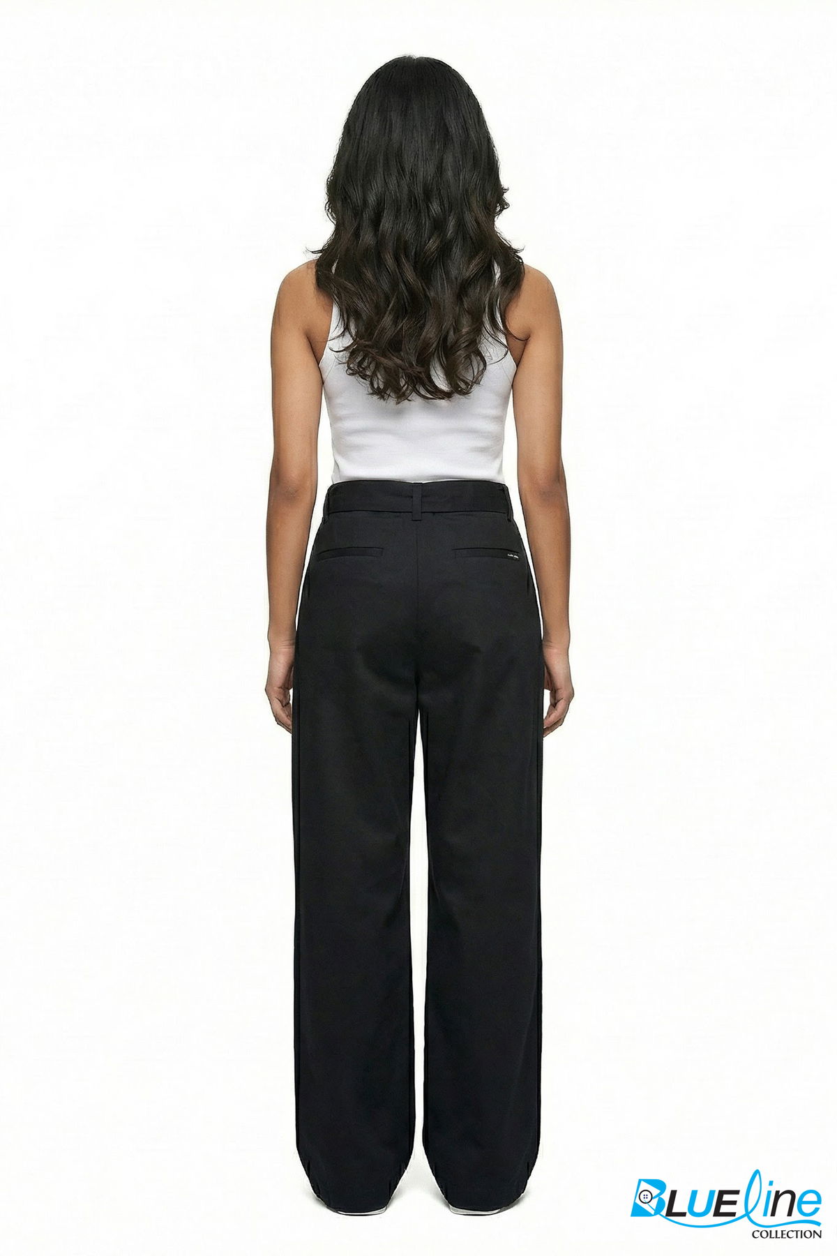 TWILL COTTON BELTED WIDE LEG PANT