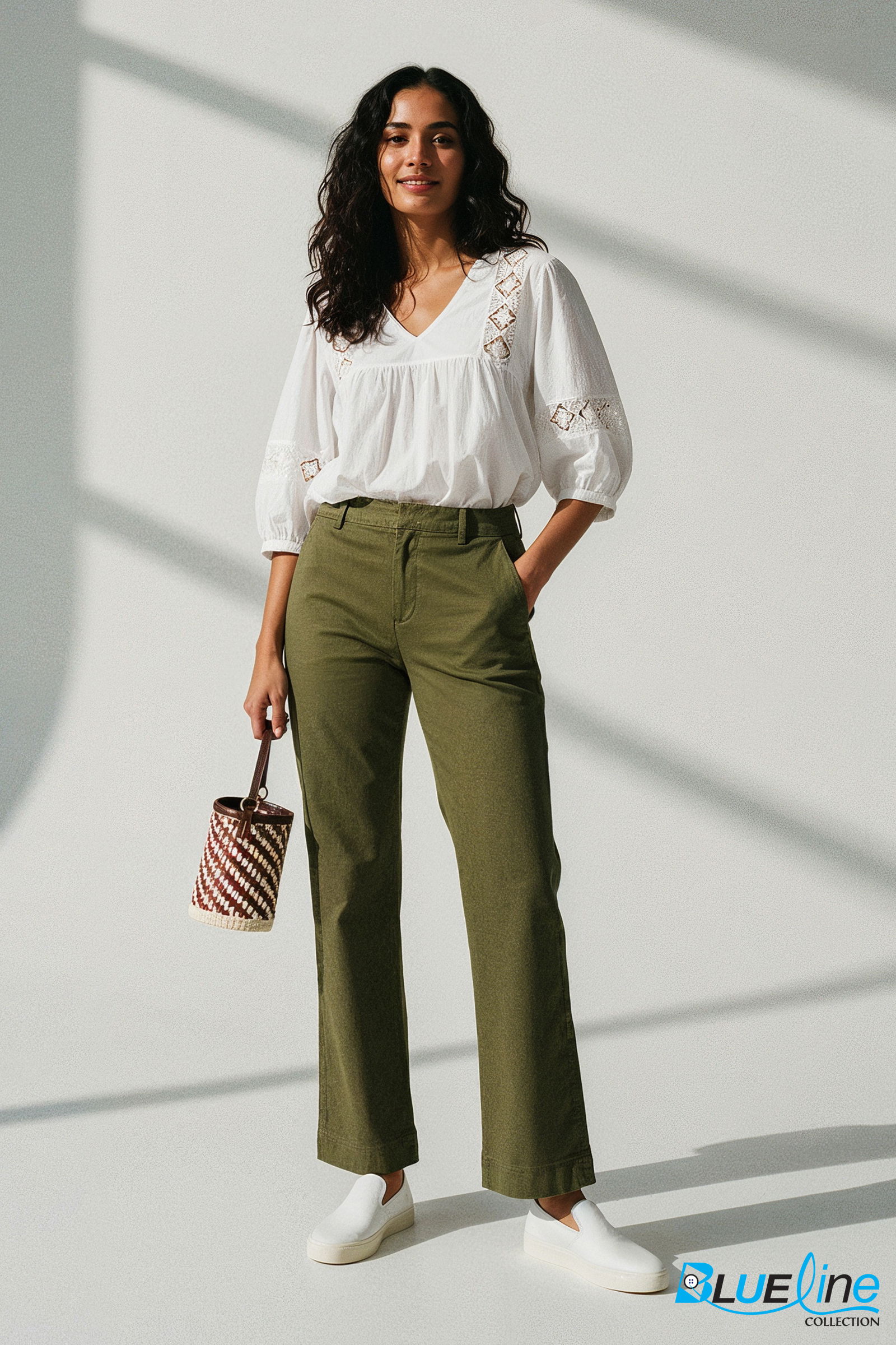 TWILL COTTON STRAIGHT-LEG PANT