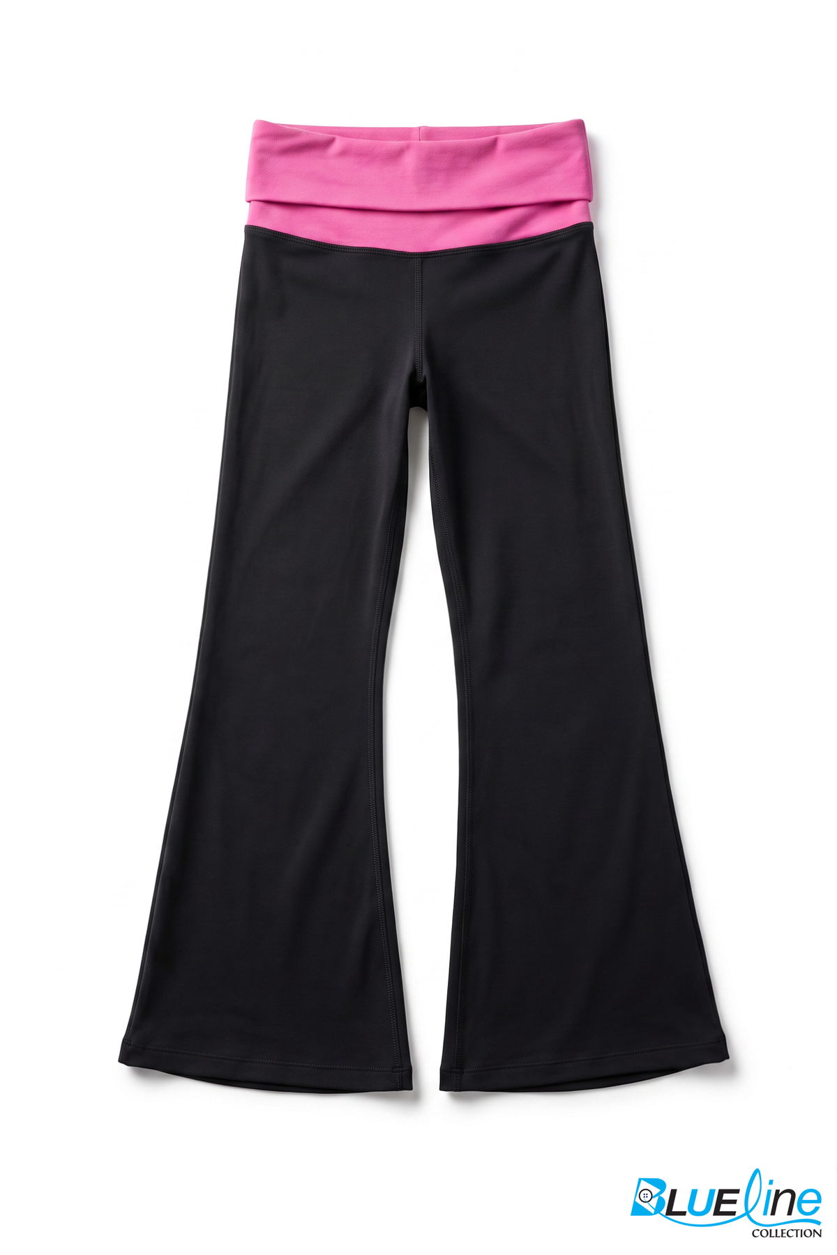 TWO-TONE FOLD-OVER WAIST FLARE LEGGINGS