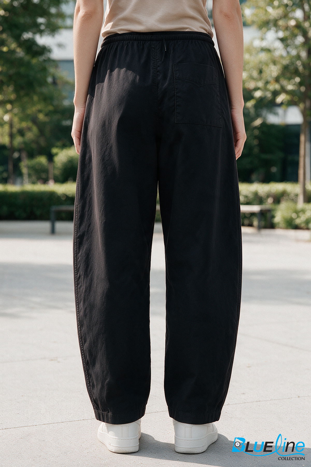 Women’s Mid-Rise Cotton Barrel-Leg Pants