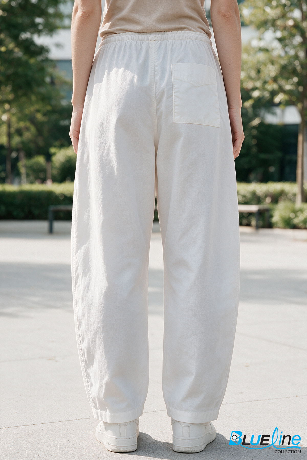 Women’s Mid-Rise Cotton Barrel-Leg Pants