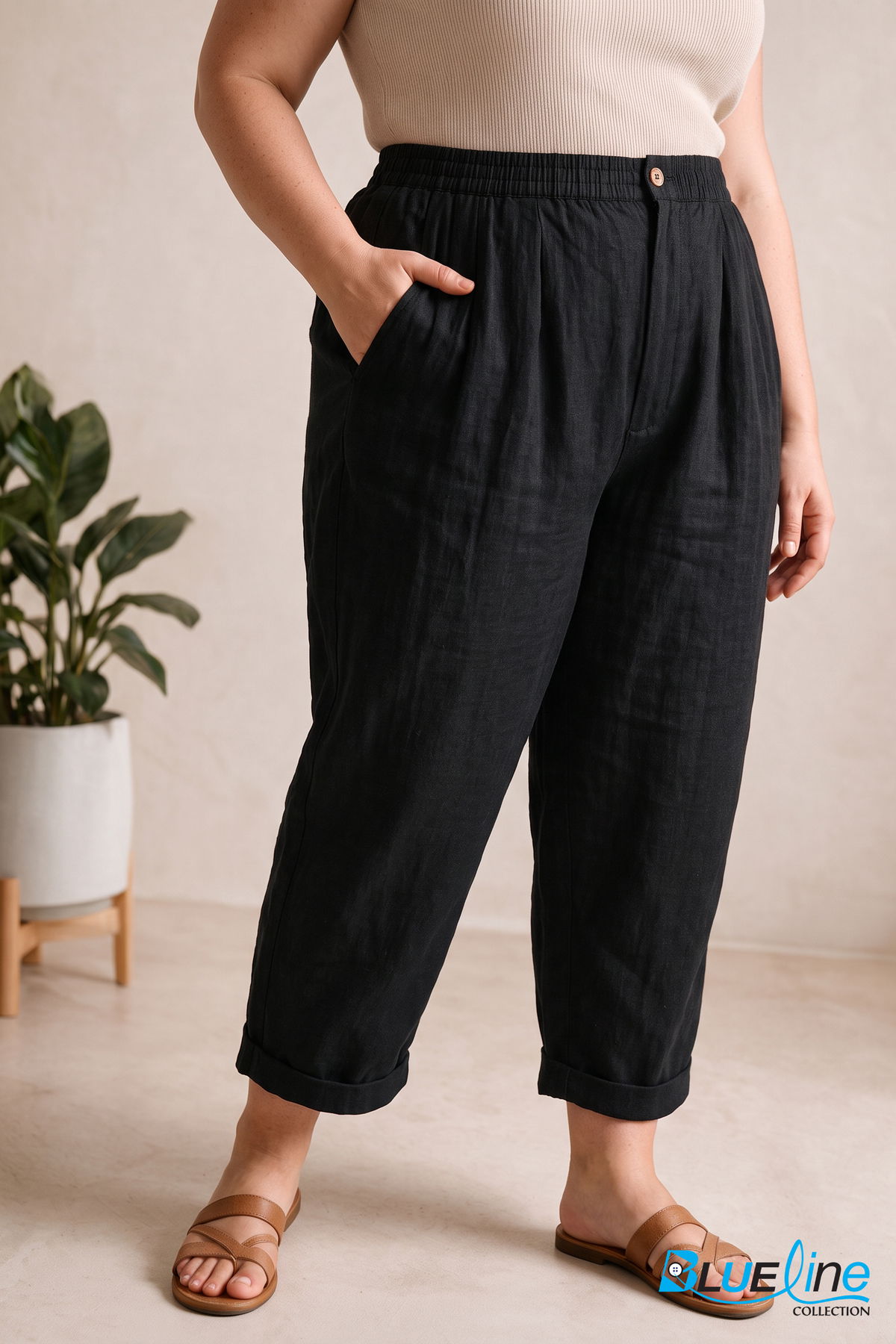 Women’s Mid-Rise Linen Blend Capri Pants